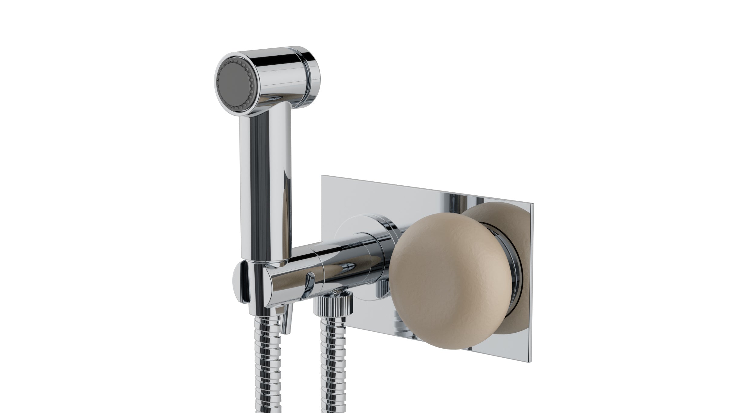 Foundry One Handle Wall Mount Bidet Trim with Pebble Ceramic Knob Handle in Polished Chrome