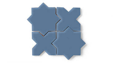 Star & Cross Original Ceramic Tile in Caribbean Sea Matte