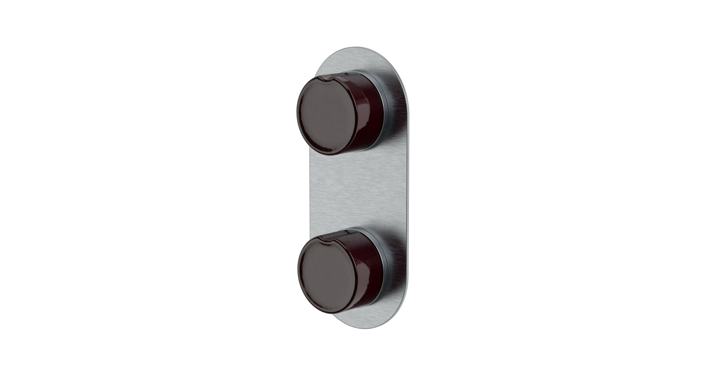 Foundry Two Handle Wall Mount Shower Trim with Groove Ceramic Knob Handles in Satin Chrome