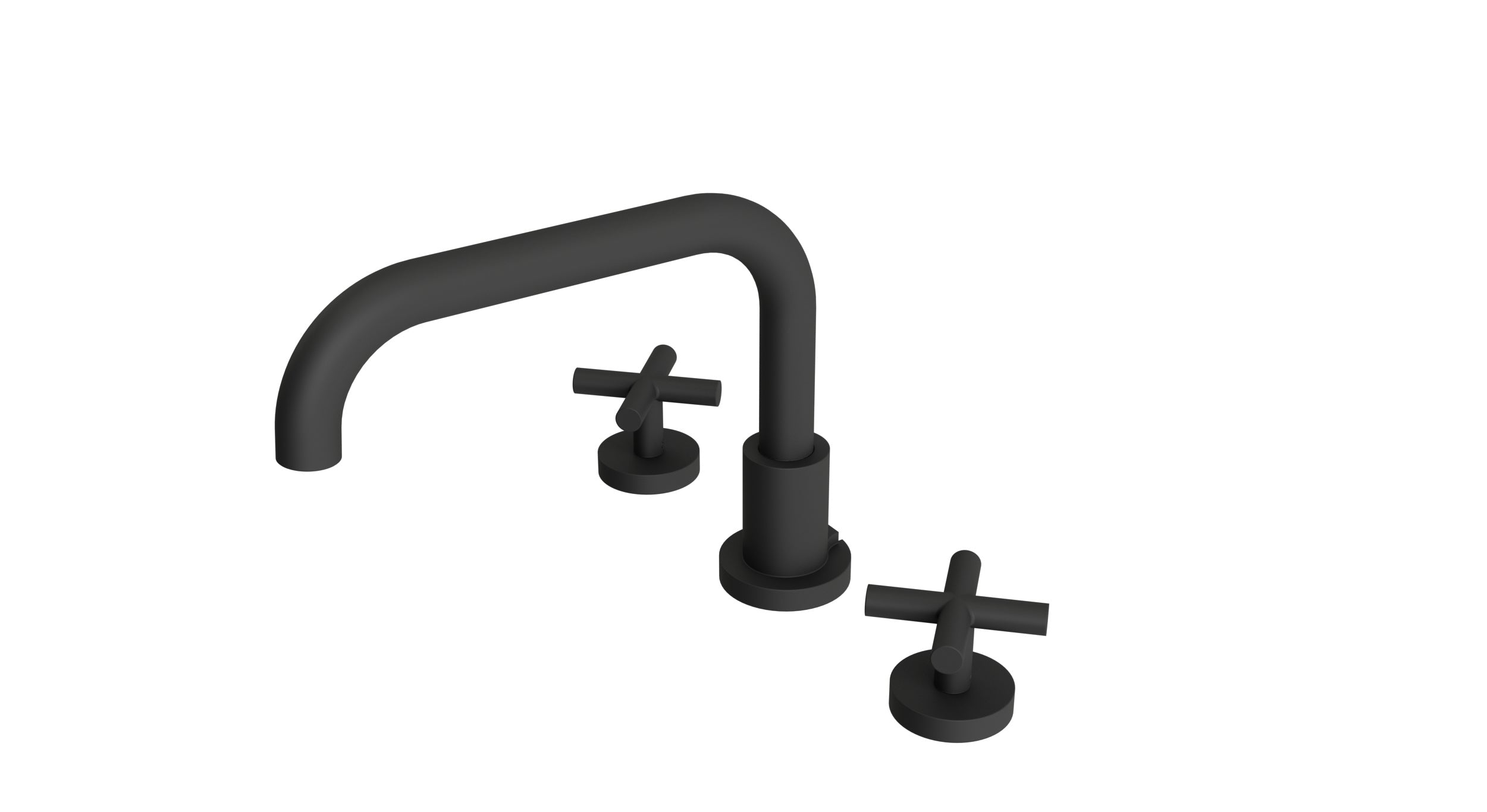 Contour Two Handle Deck Mount Squaretop Bath Trim with Soft Cross Handles in Matte Black