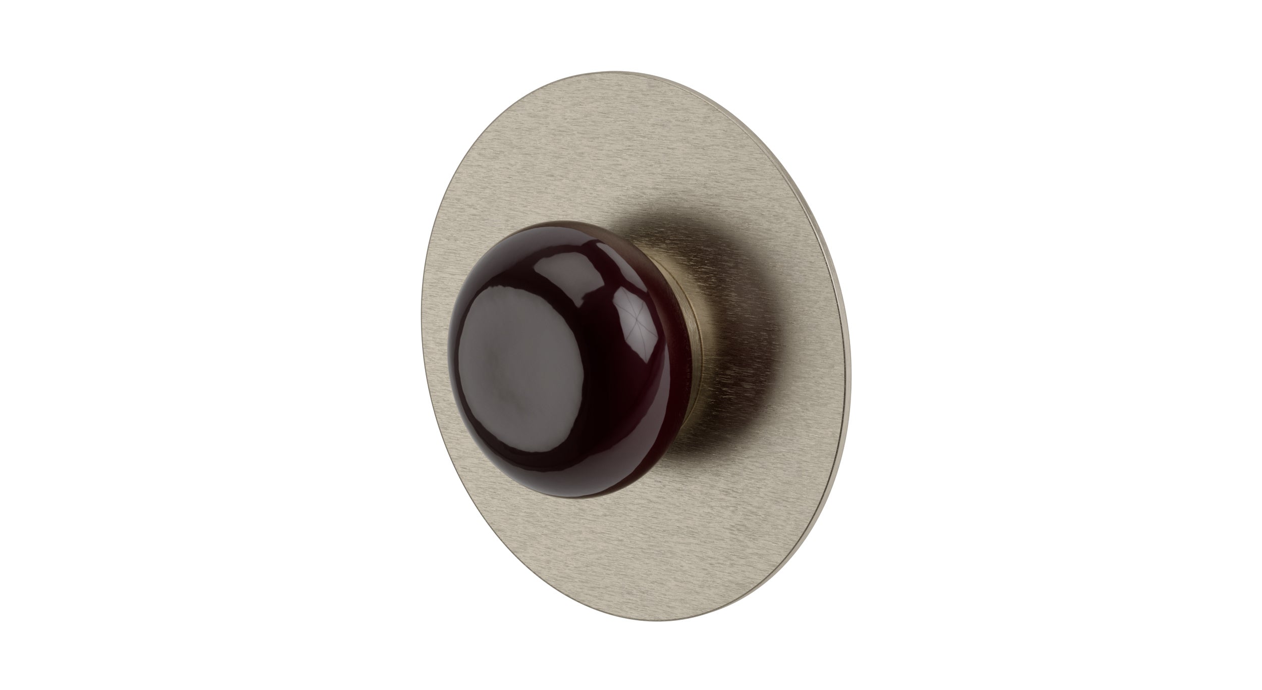 Foundry One Handle Wall Mount Shower Trim with Pebble Ceramic Knob Handle in Satin Nickel