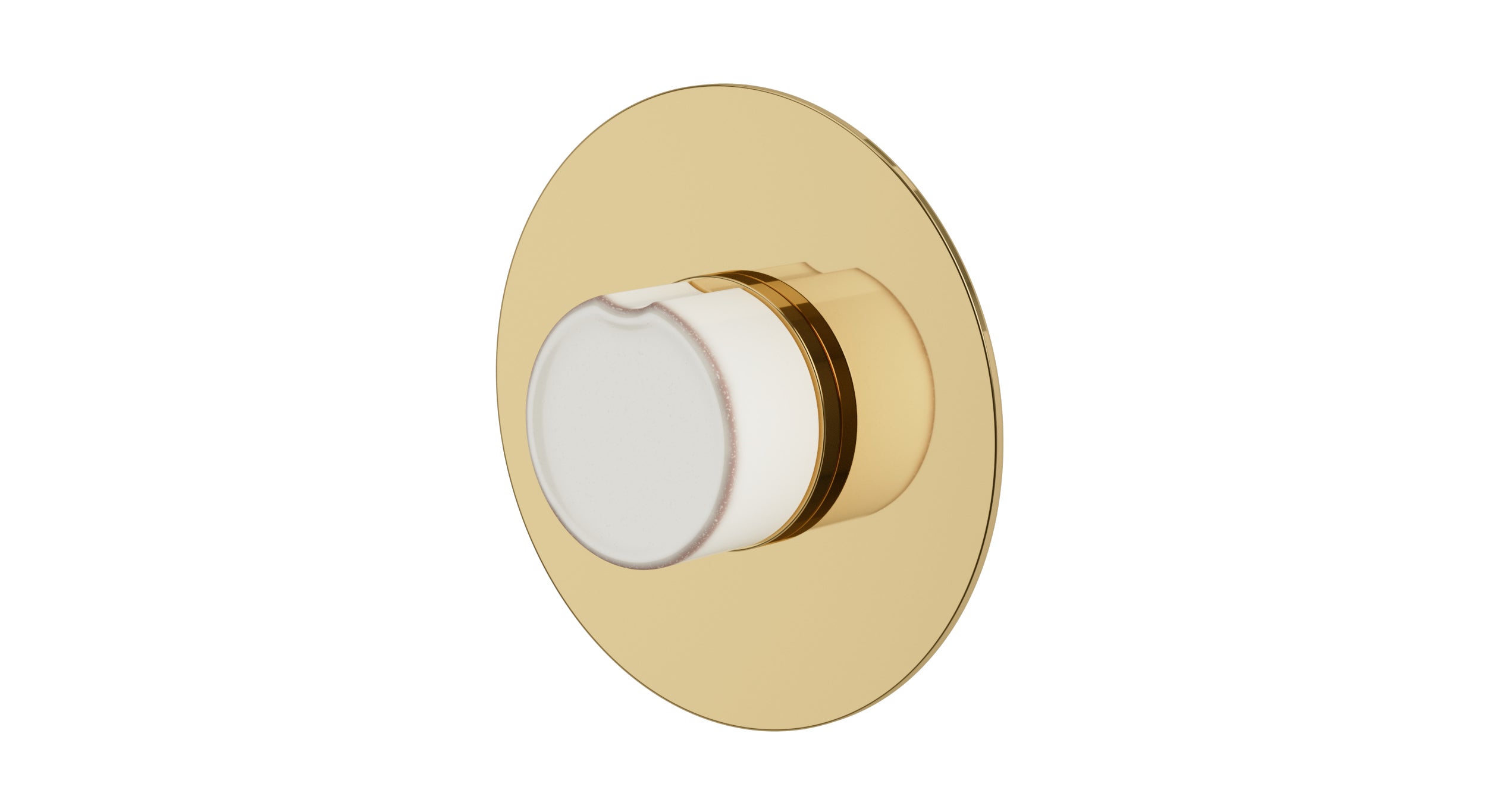 Foundry One Handle Wall Mount Shower Trim with Groove Ceramic Knob Handle in Polished Brass