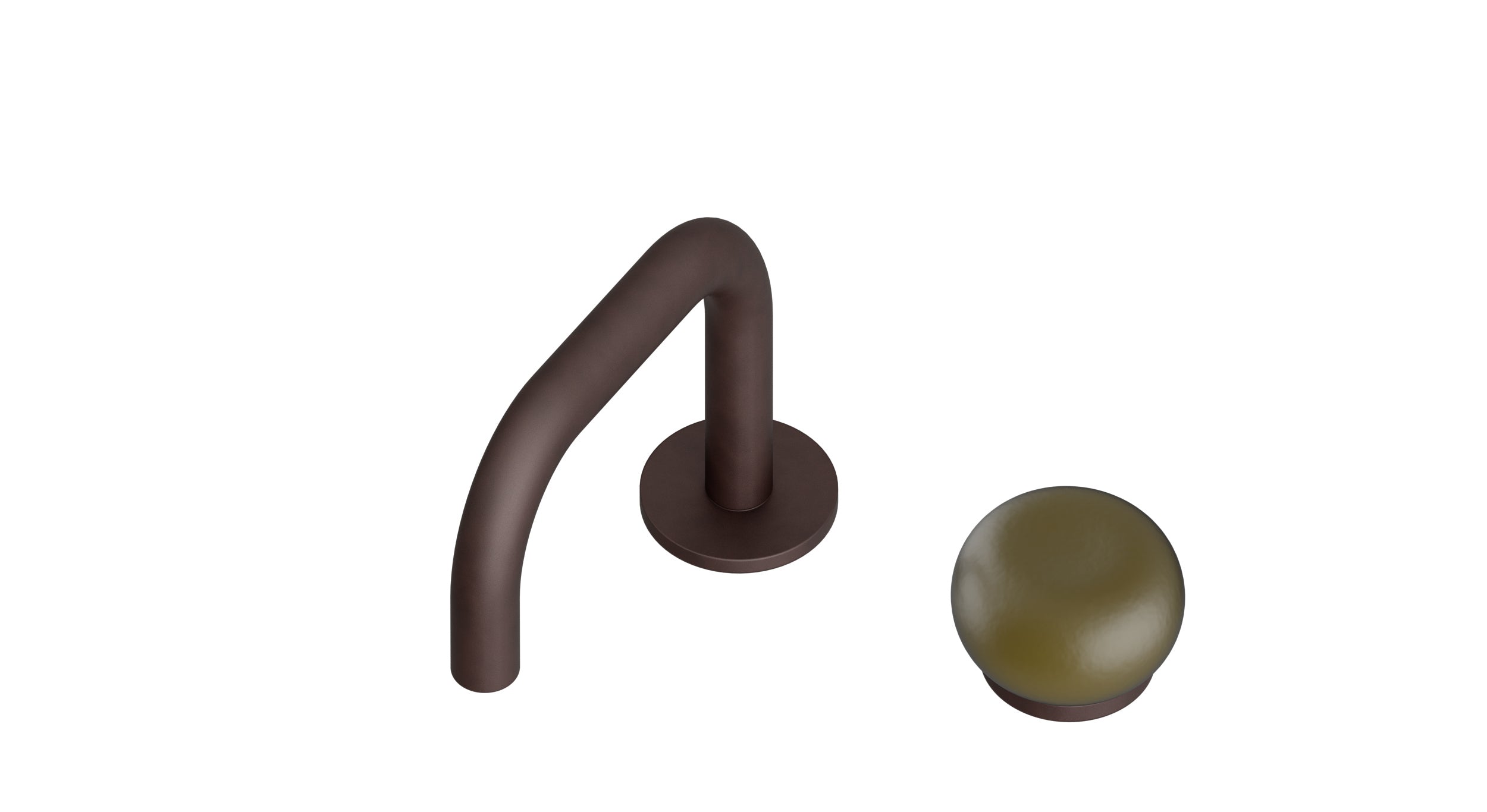 Foundry One Handle Deck Mount Squaretop Lavatory Faucet with Pebble Ceramic Knob Handle in Architectural Copper
