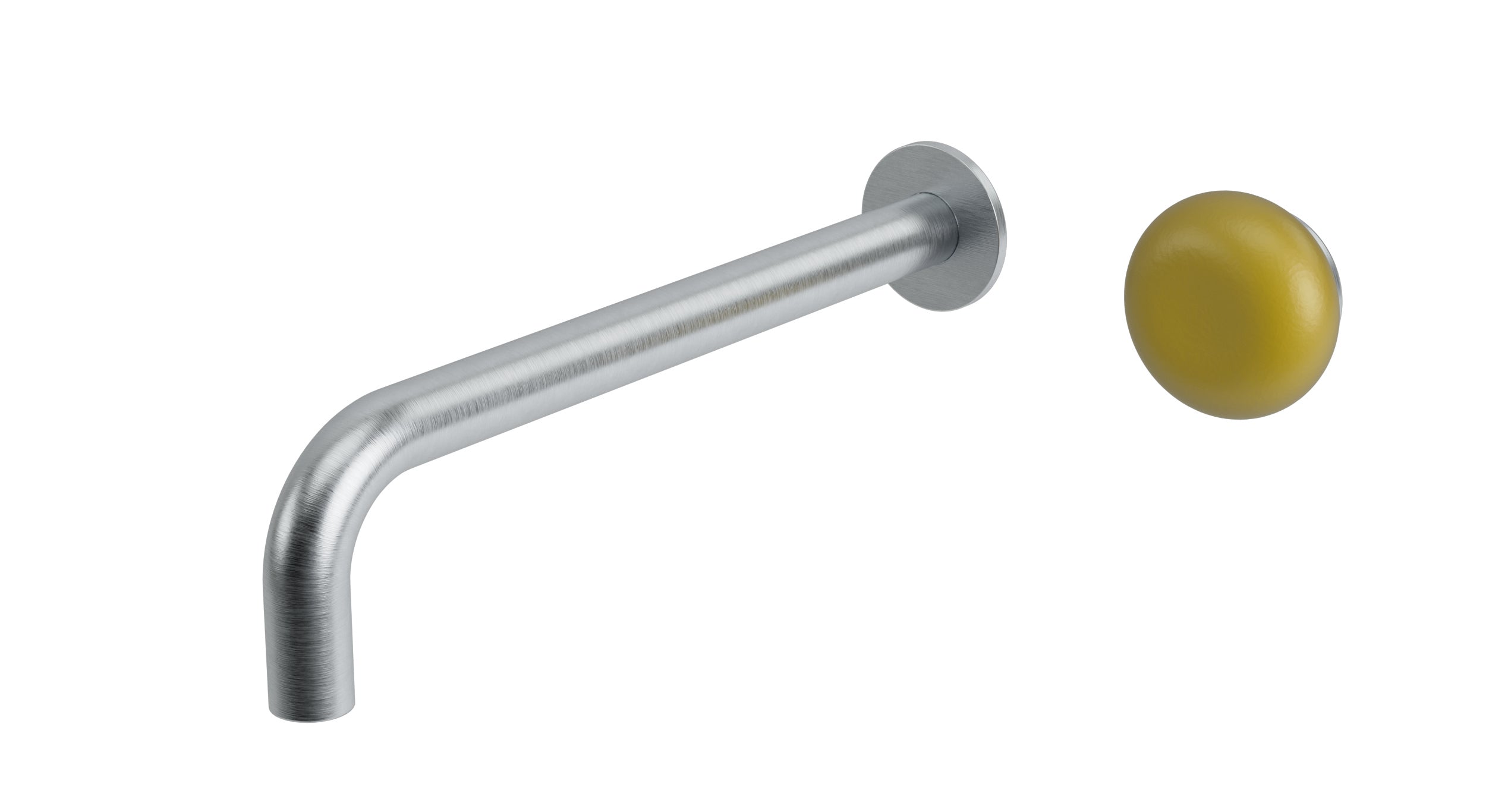 Foundry One Handle Wall Mount 10" Lavatory Faucet with Pebble Ceramic Knob Handle in Satin Chrome