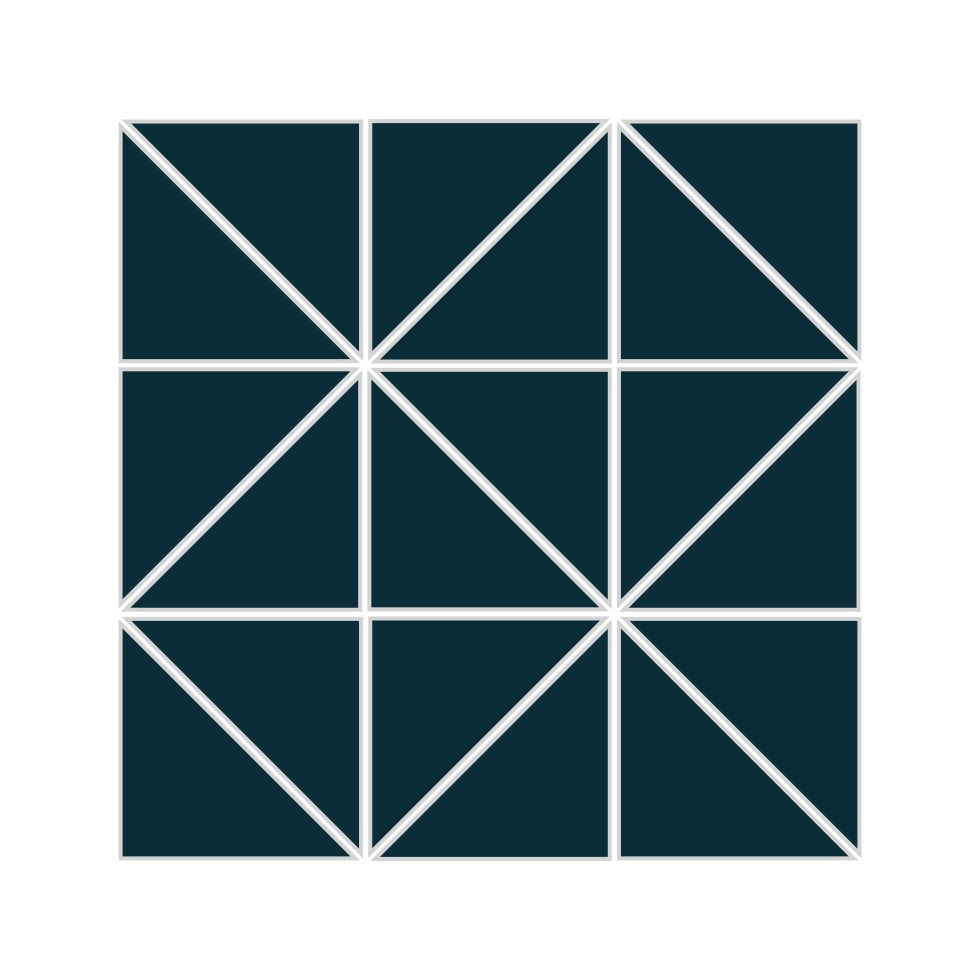 3" Triangle Sheeted - Quadrant Original Ceramic Mosaic Tile in Caspian Sea Matte