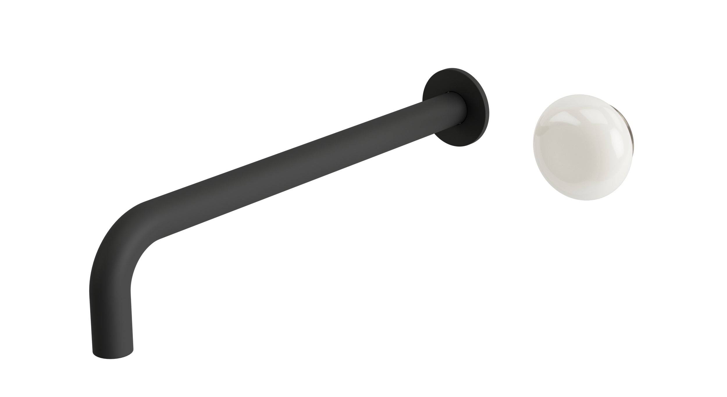 Foundry One Handle Wall Mount 12" Lavatory Faucet with Pebble Ceramic Knob Handle in Matte Black