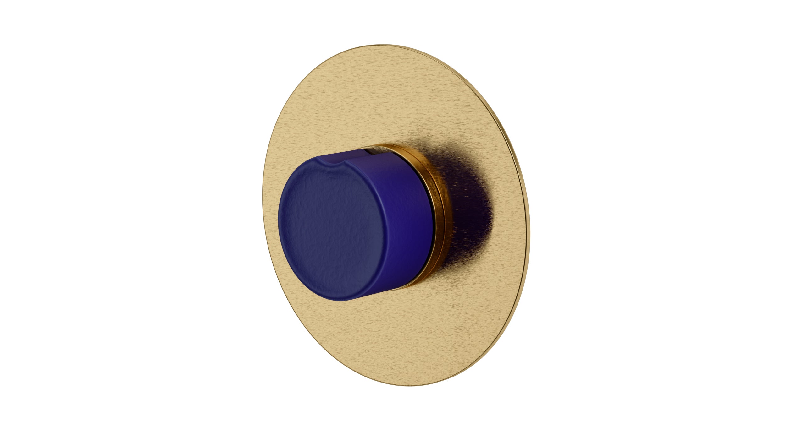 Foundry One Handle Wall Mount Shower Trim with Groove Ceramic Knob Handle in Satin Brass