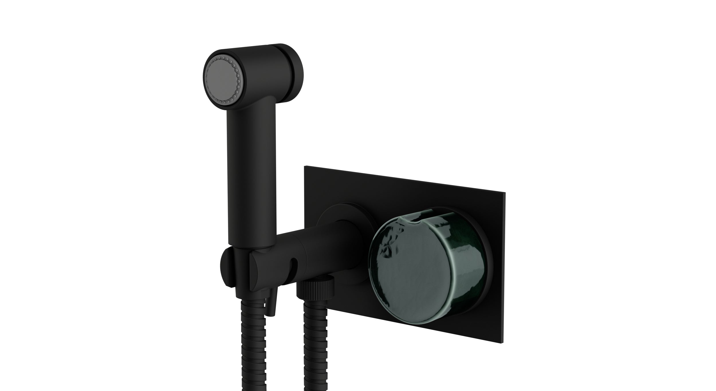 Foundry One Handle Wall Mount Bidet Trim with Groove Ceramic Knob Handle in Matte Black