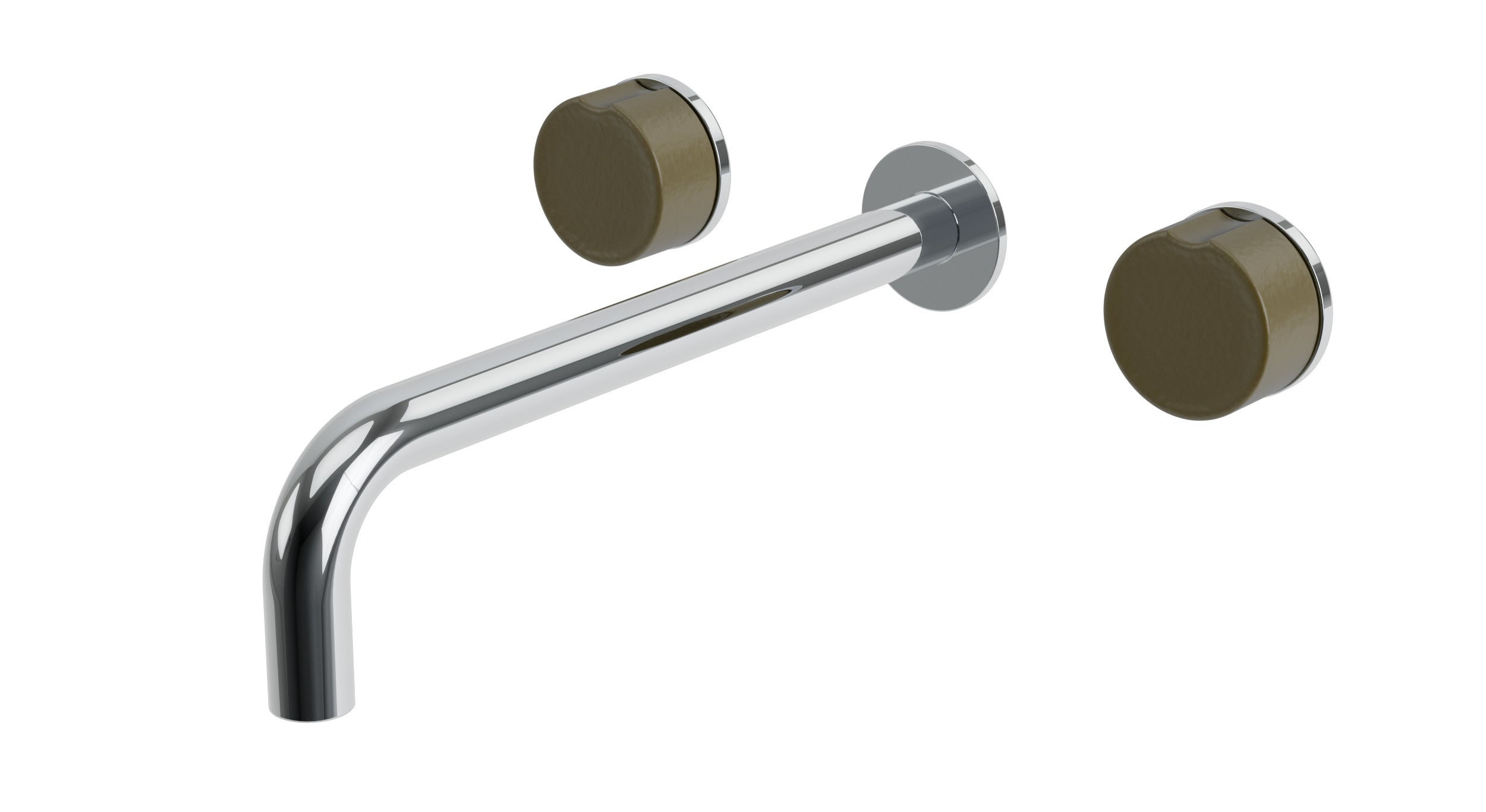 Foundry Two Handle Wall Mount 10" Lavatory Faucet with Groove Ceramic Knob Handles in Polished Chrome
