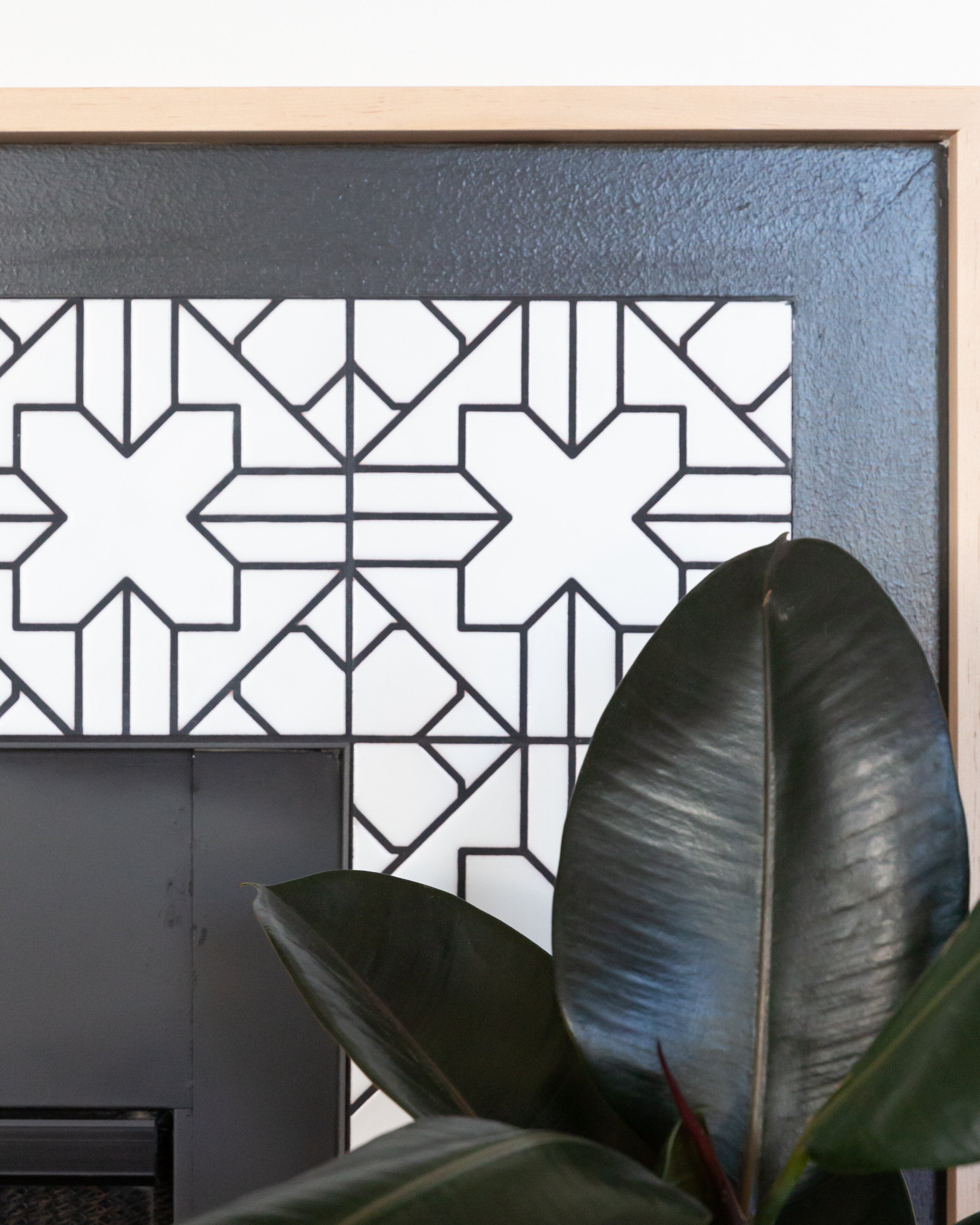 8x8 Handpainted Tile Kasbah Trellis in Neutral Motif