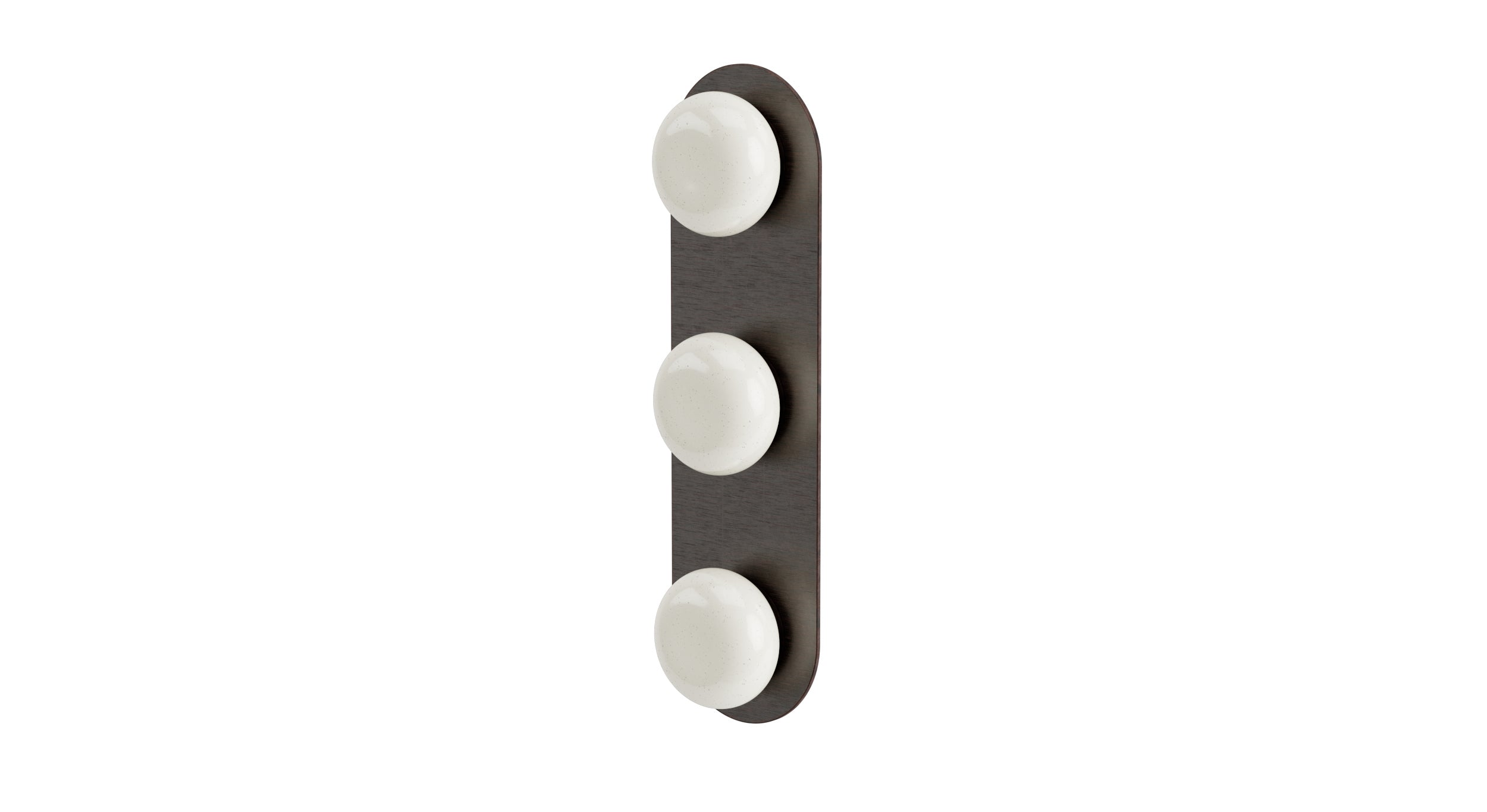 Foundry Three Handle Wall Mount Shower Trim with Pebble Ceramic Knob Handles in Antique Bronze