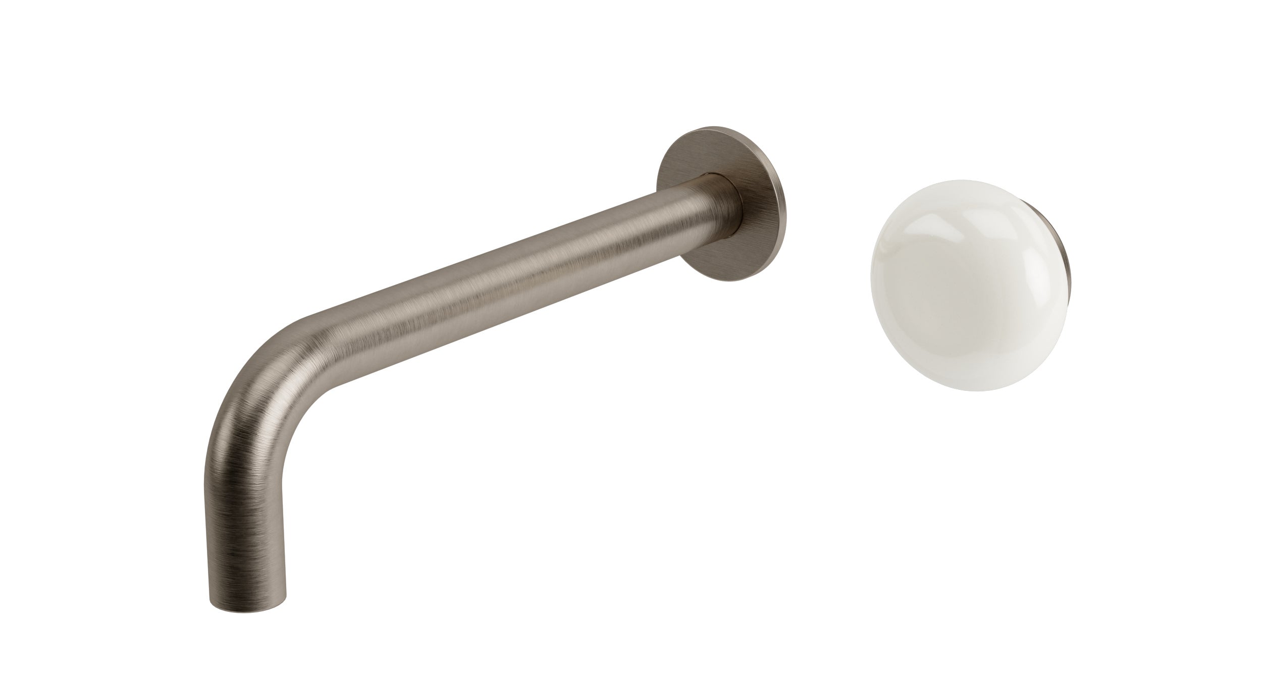 Foundry One Handle Wall Mount 7.5" Lavatory Faucet with Pebble Ceramic Knob Handle in Antique Nickel