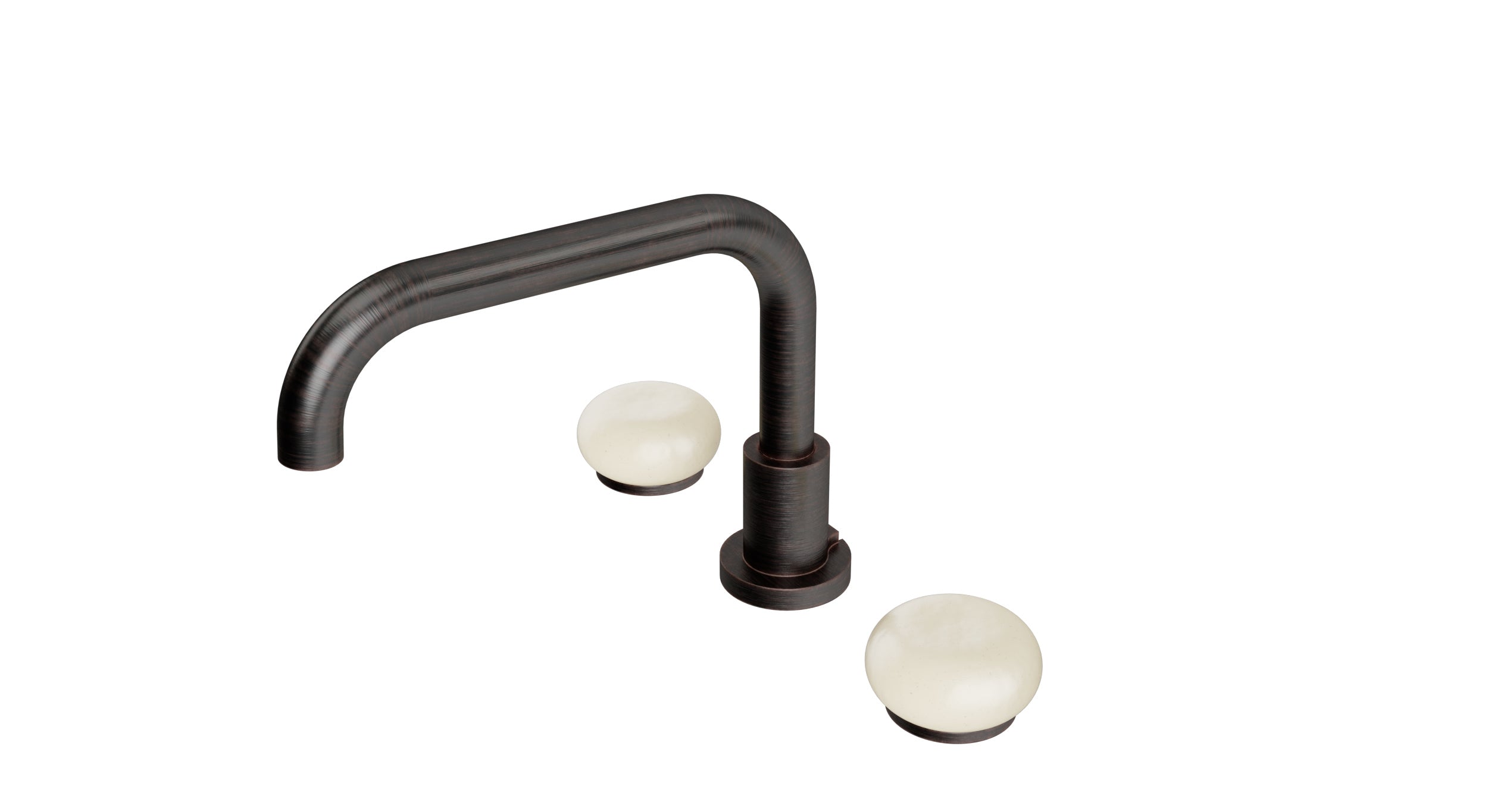 Foundry Two Handle Deck Mount Squaretop Bath Trim with Pebble Ceramic Knob Handles in Antique Bronze