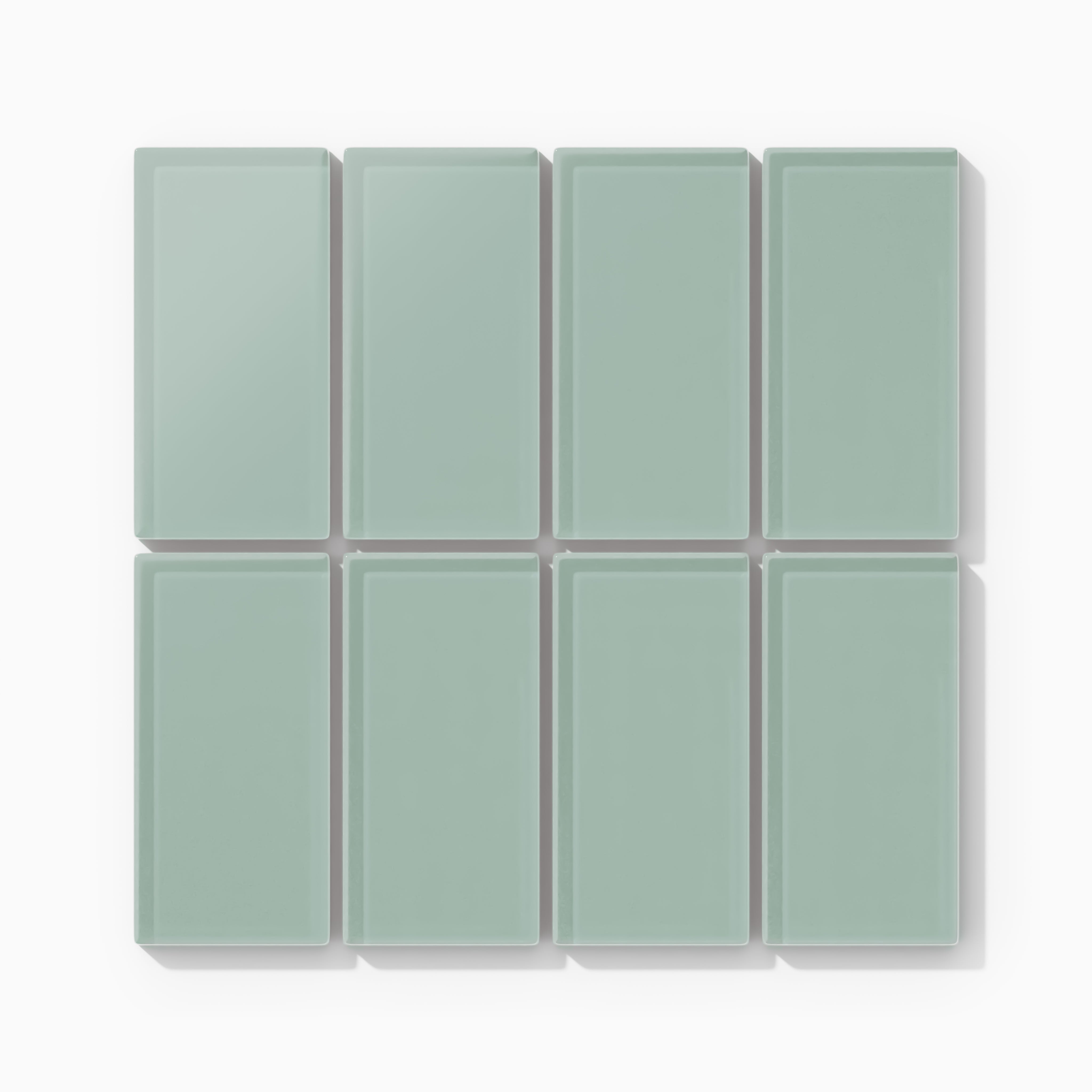 2x4 Straight Set Sheeted Glass Mosaic Tile in Kingfisher Matte