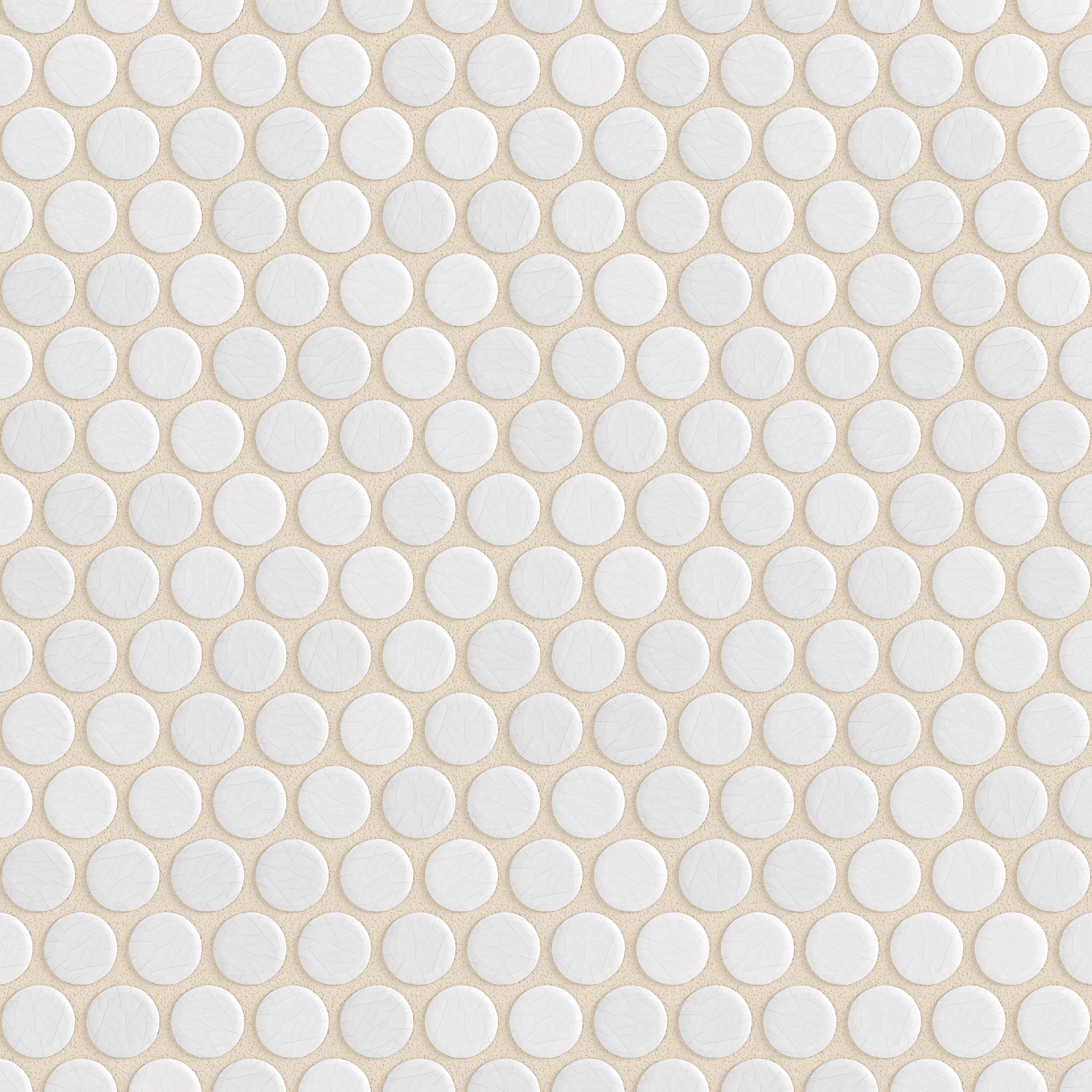 Penny Round Sheeted Original Ceramic Mosaic Tile in Frost Gloss