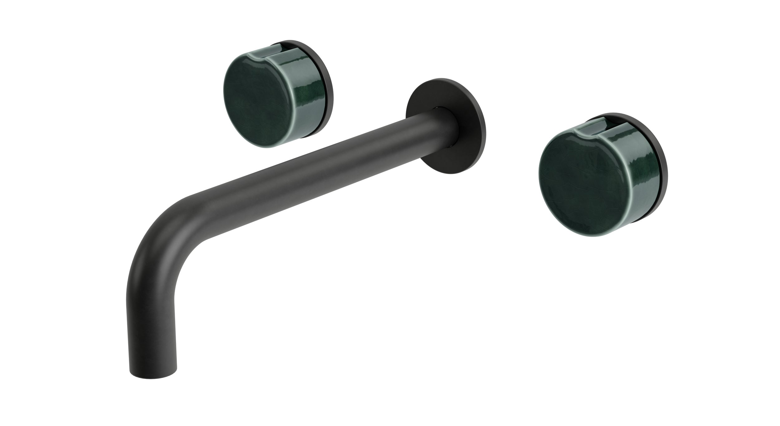 Foundry Two Handle Wall Mount 7.5" Lavatory Faucet with Groove Ceramic Knob Handles in Oil Rubbed Bronze