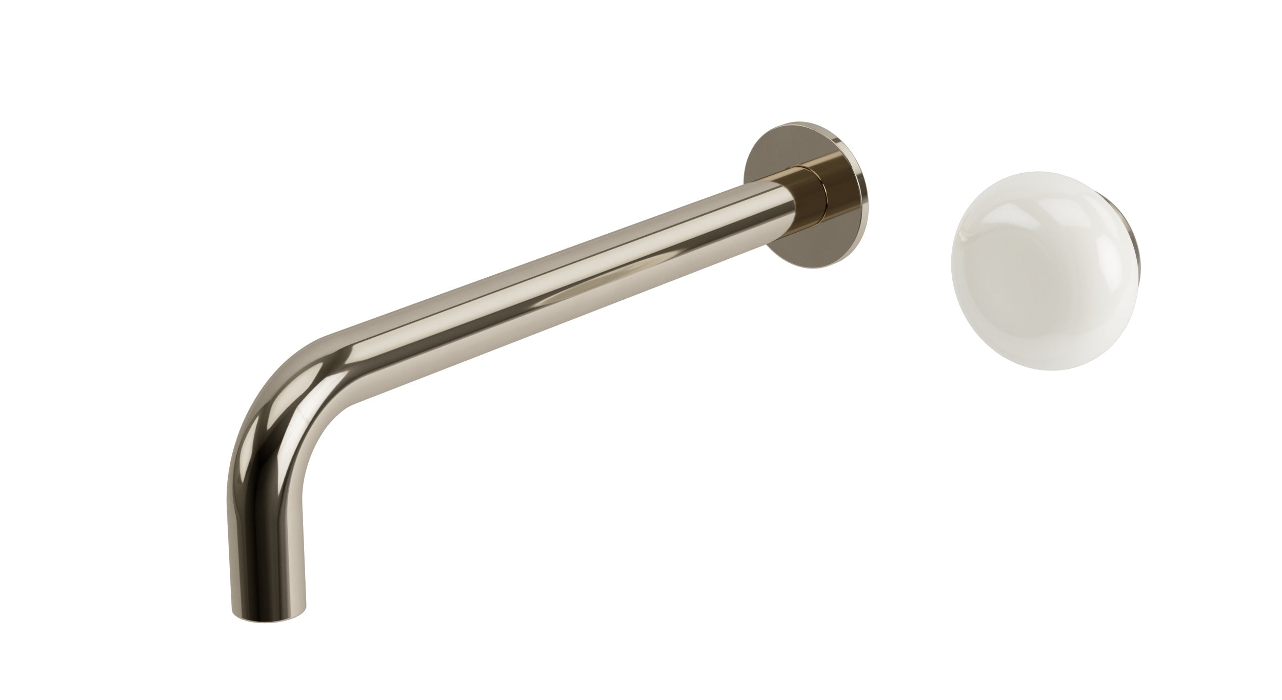 Foundry One Handle Wall Mount 10" Lavatory Faucet with Pebble Ceramic Knob Handle in Polished Nickel