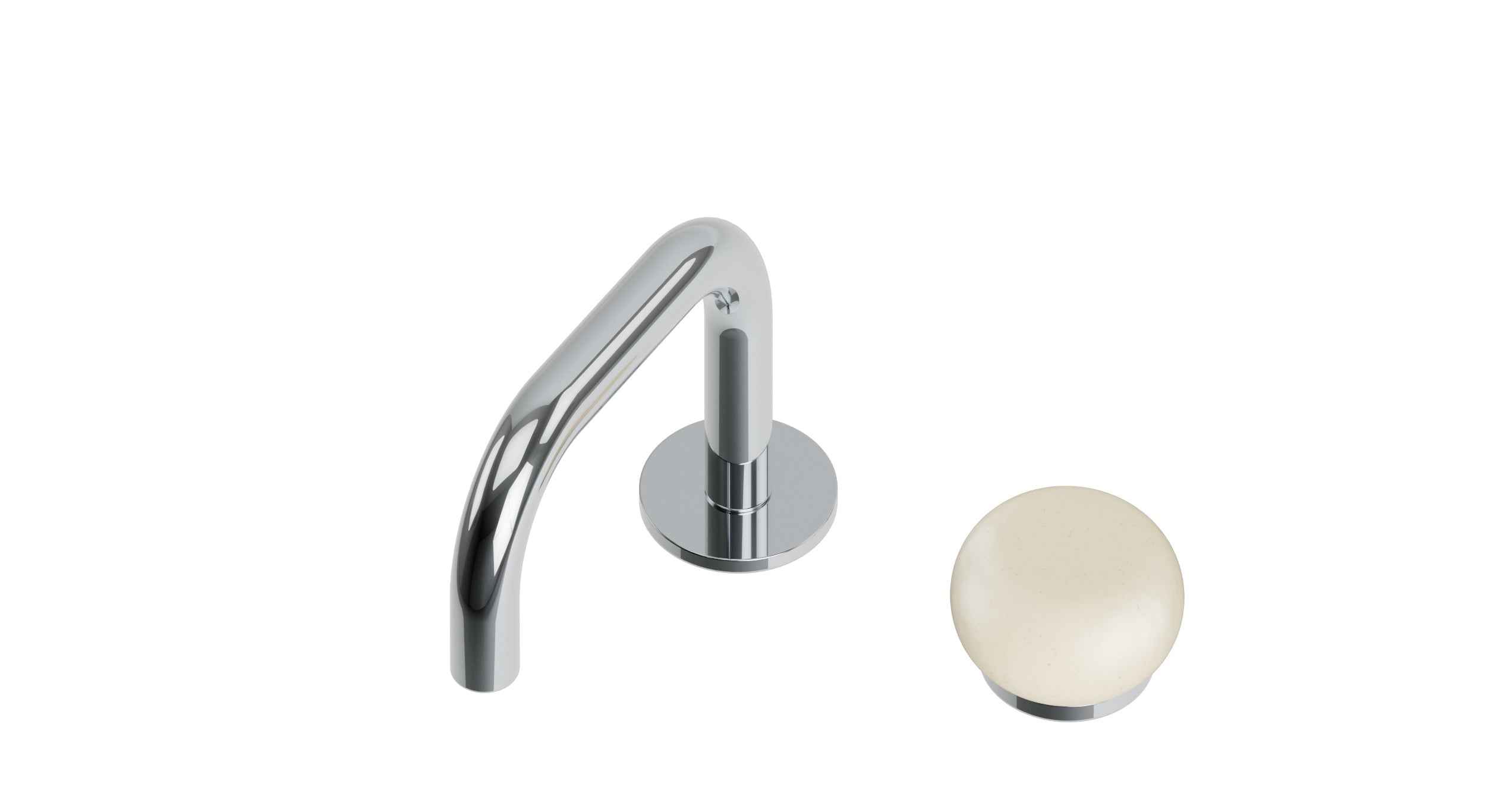 Foundry One Handle Deck Mount Squaretop Lavatory Faucet with Pebble Ceramic Knob Handle in Polished Chrome