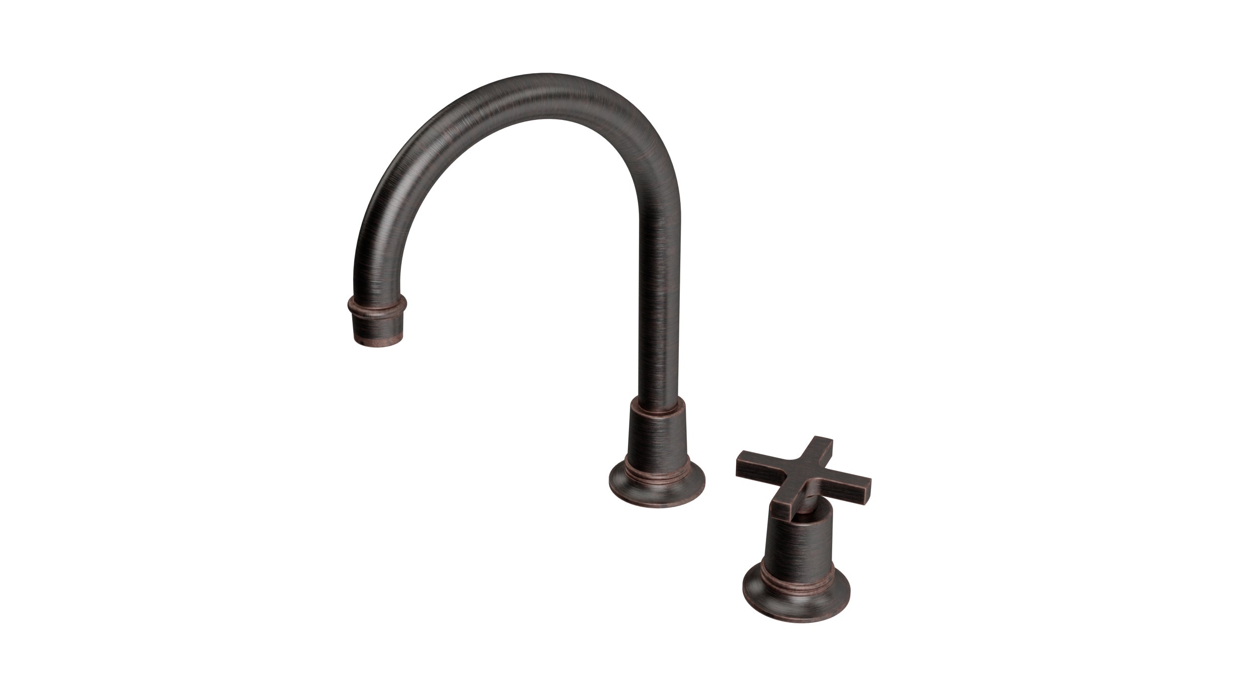 Emerson One Handle Deck Mount Gooseneck Lavatory Faucet with Classic Cross Handle in Antique Bronze