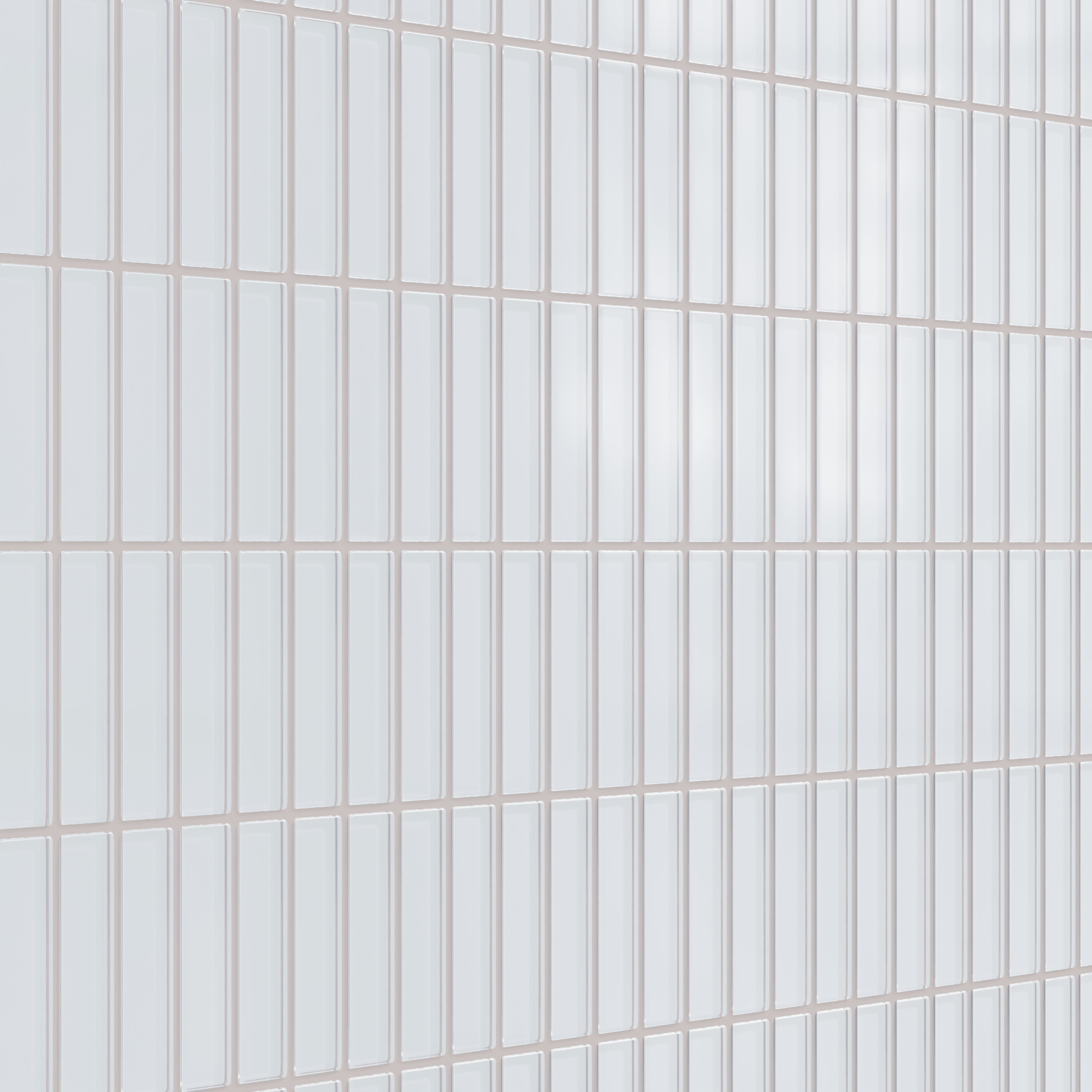 1x4 Straight Set Sheeted Glass Mosaic Tile in Snowy Owl Matte