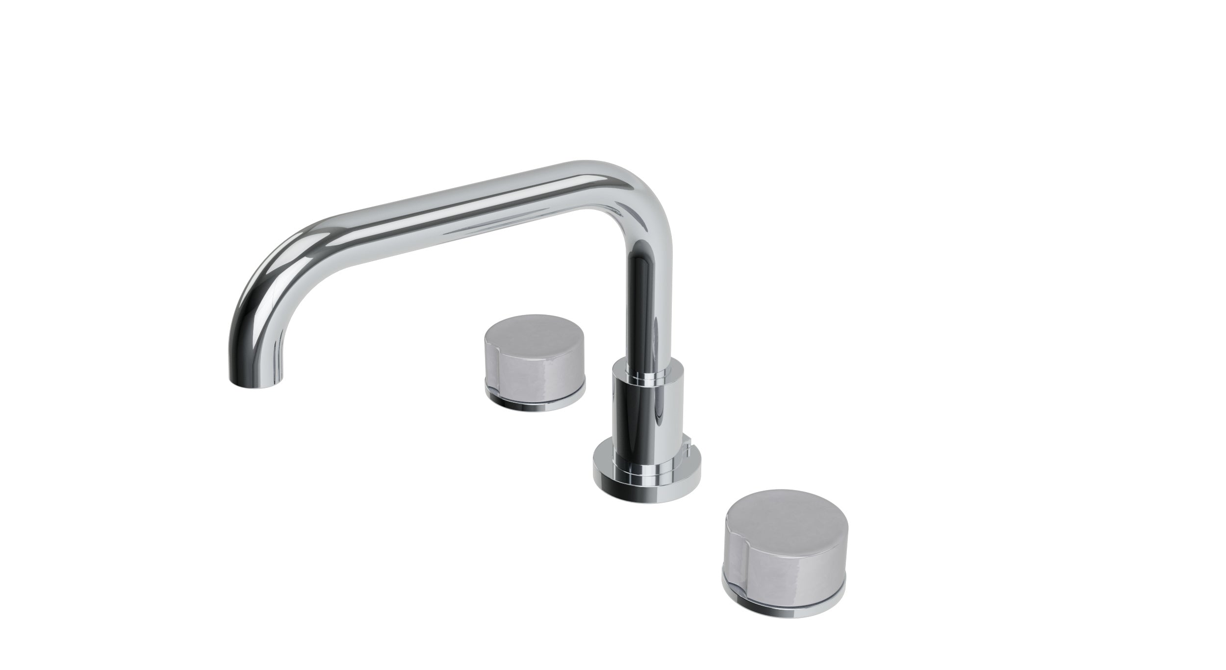 Foundry Two Handle Deck Mount Squaretop Bath Trim with Groove Ceramic Knob Handles in Polished Chrome