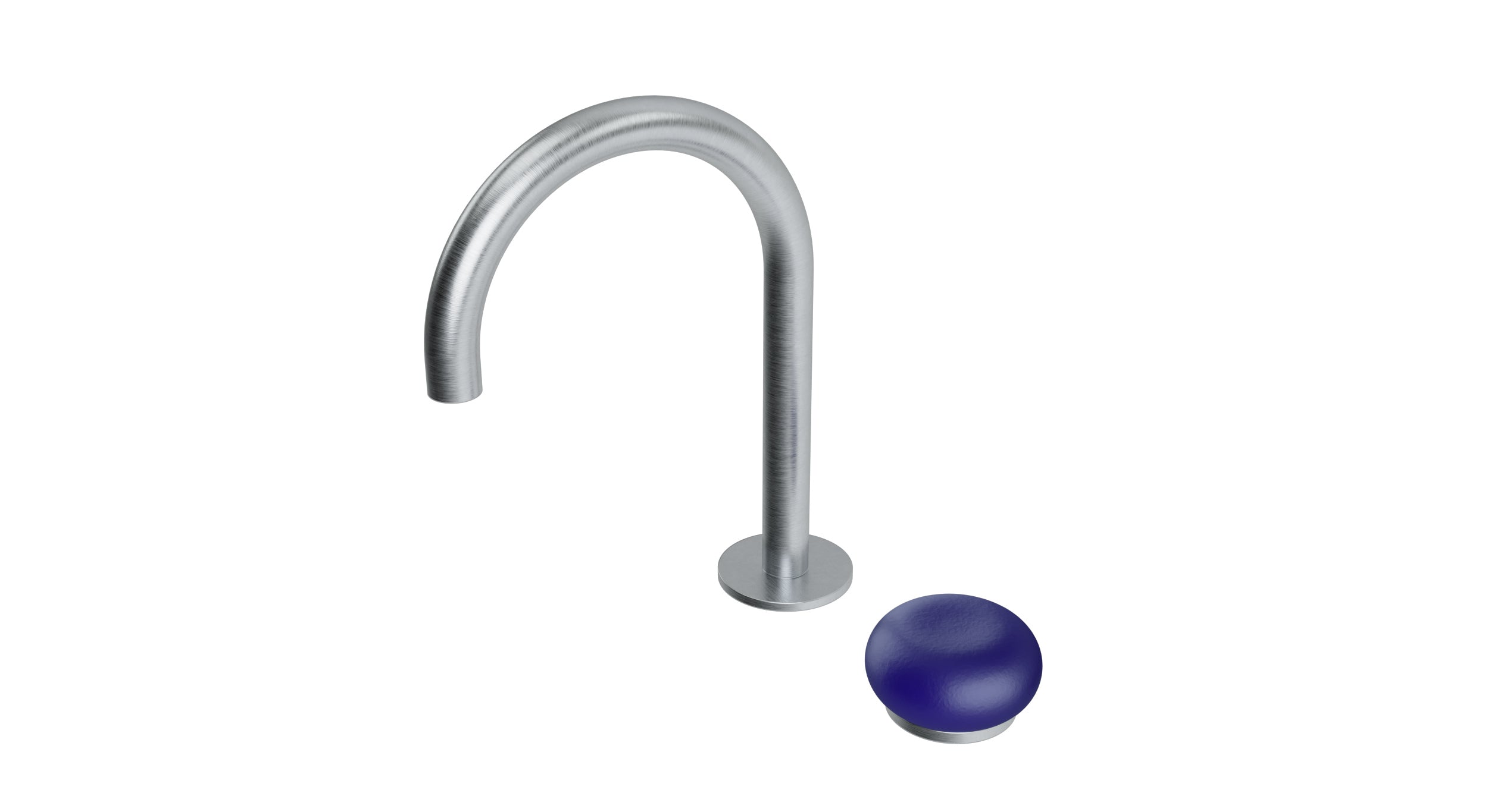 Foundry One Handle Deck Mount Gooseneck Lavatory Faucet with Pebble Ceramic Knob Handle in Satin Chrome
