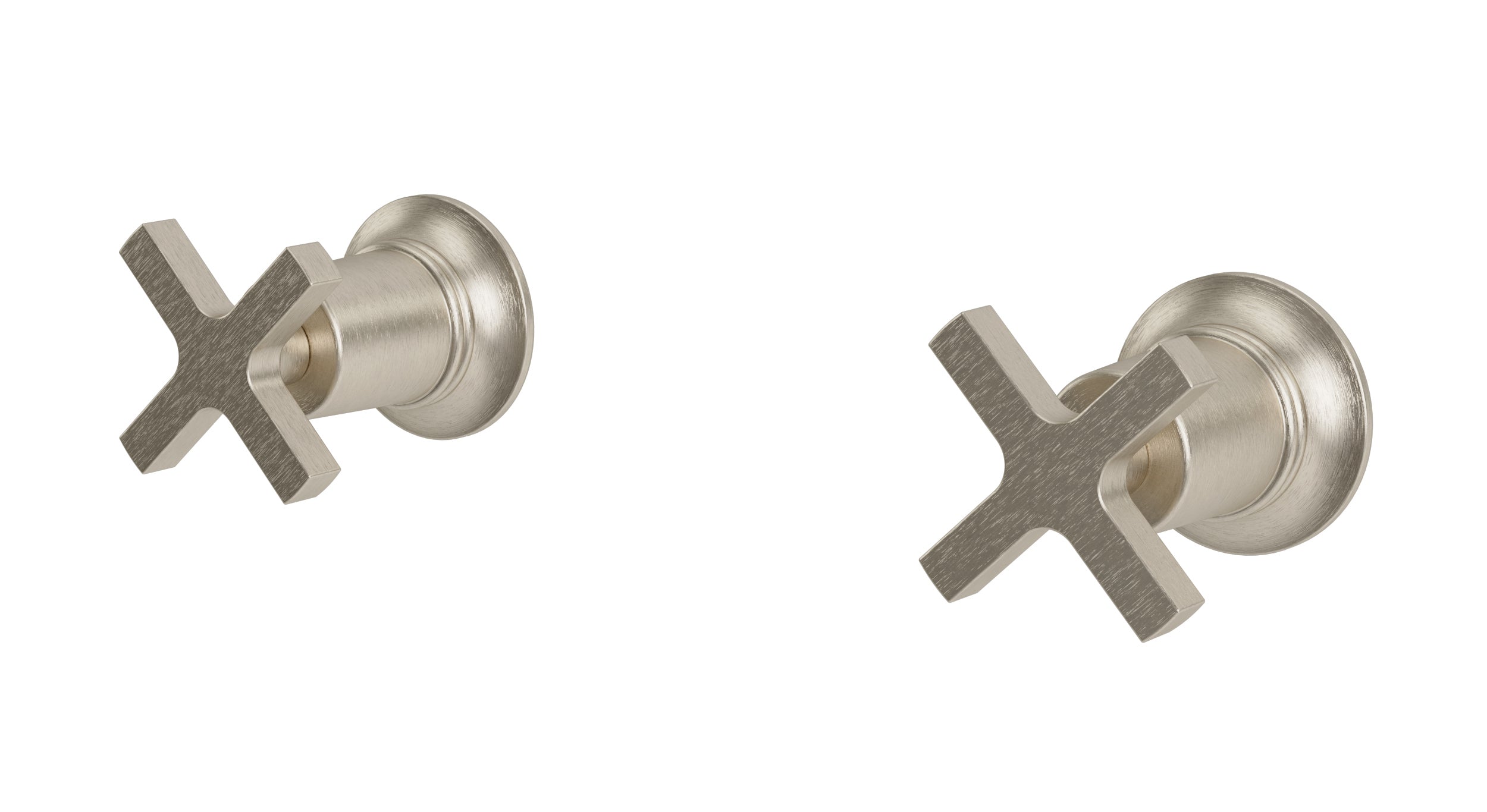 Emerson Two Handle Wall Mount Bath Trim with Classic Cross Handles in Satin Nickel