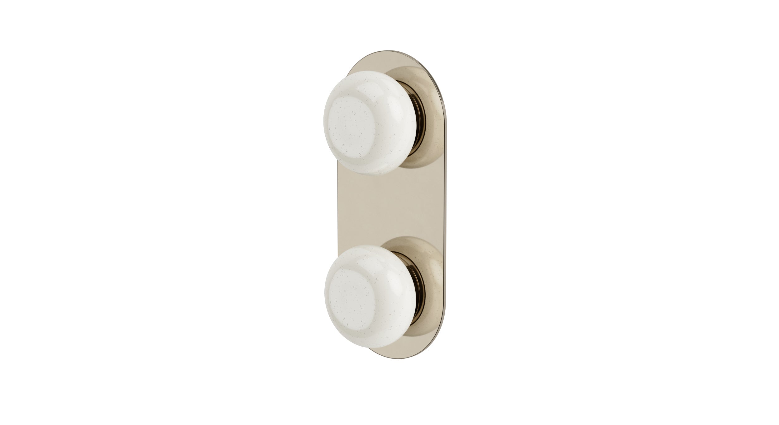 Foundry Two Handle Wall Mount Shower Trim with Pebble Ceramic Knob Handles in Polished Nickel