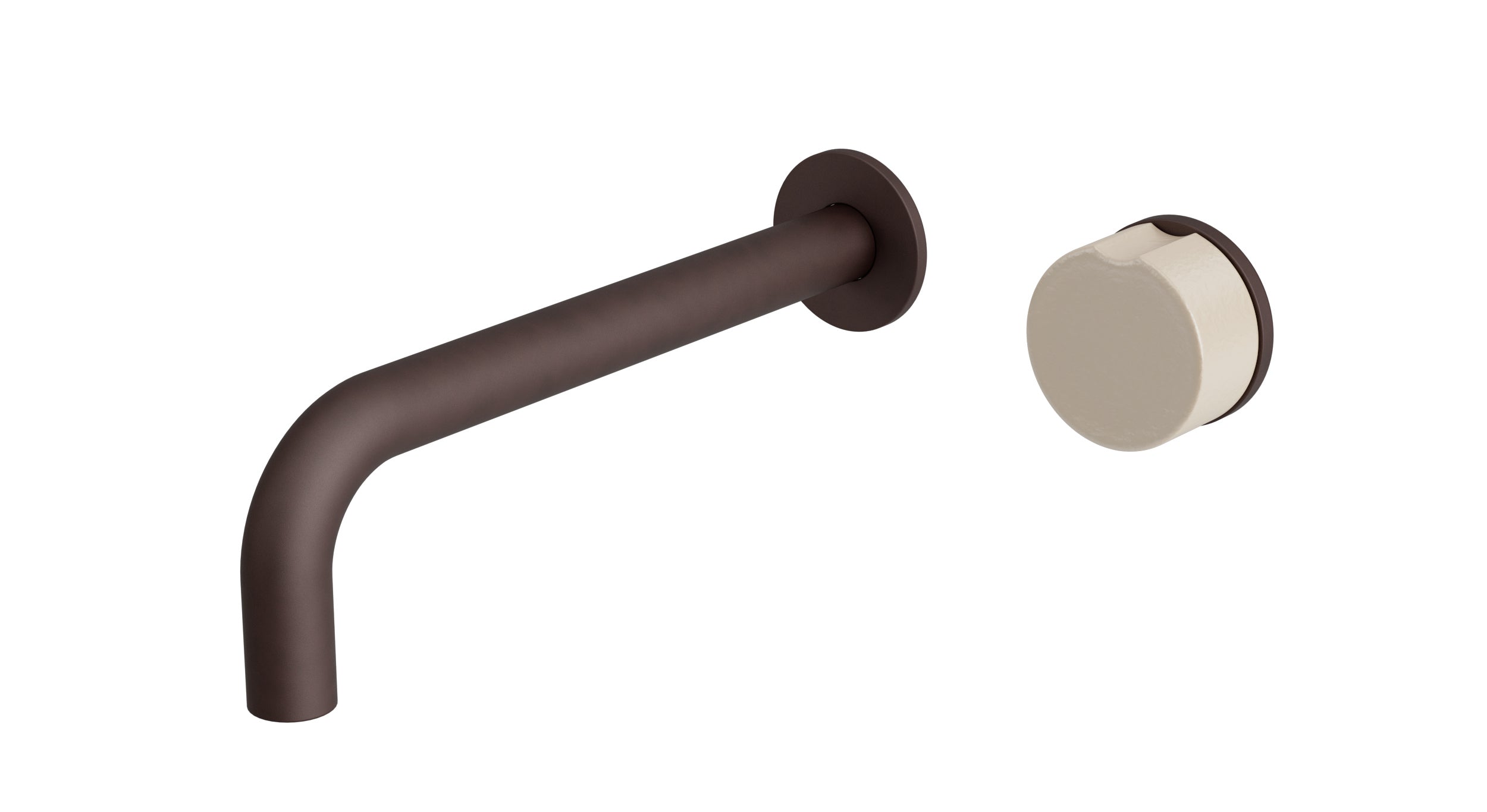 Foundry One Handle Wall Mount 7.5" Lavatory Faucet with Groove Ceramic Knob Handle in Architectural Copper