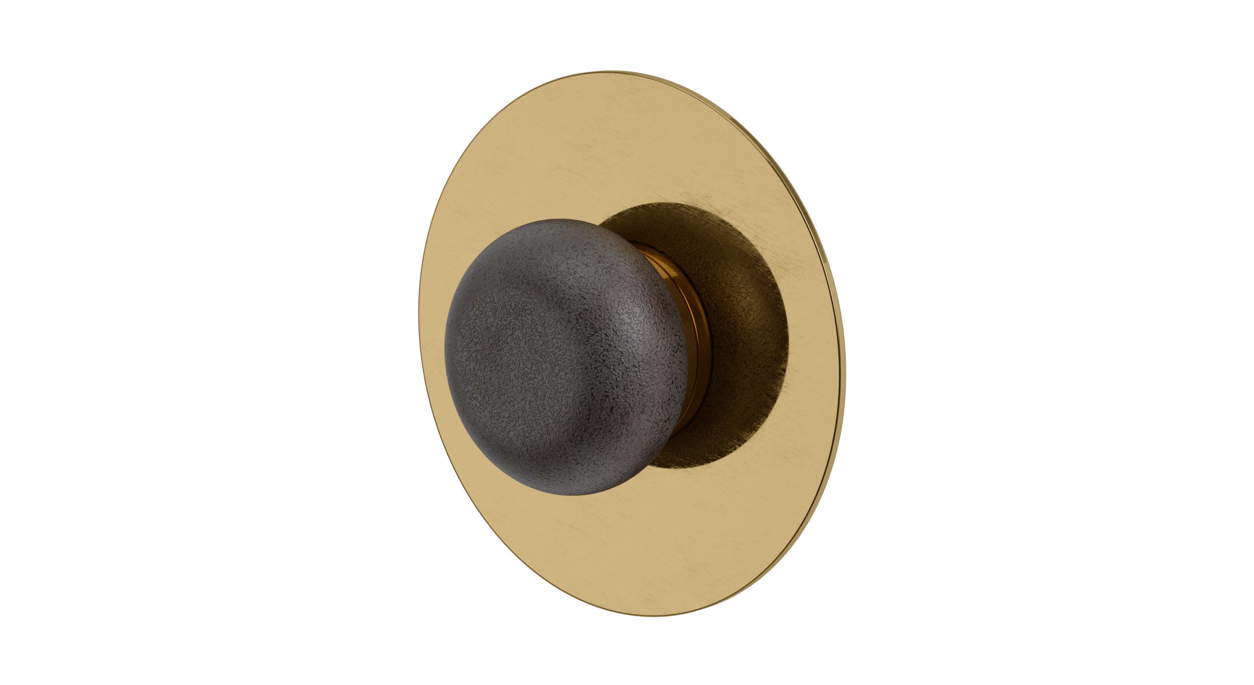 Foundry One Handle Wall Mount Shower Trim with Pebble Ceramic Knob Handle in Uncoated Polished Brass