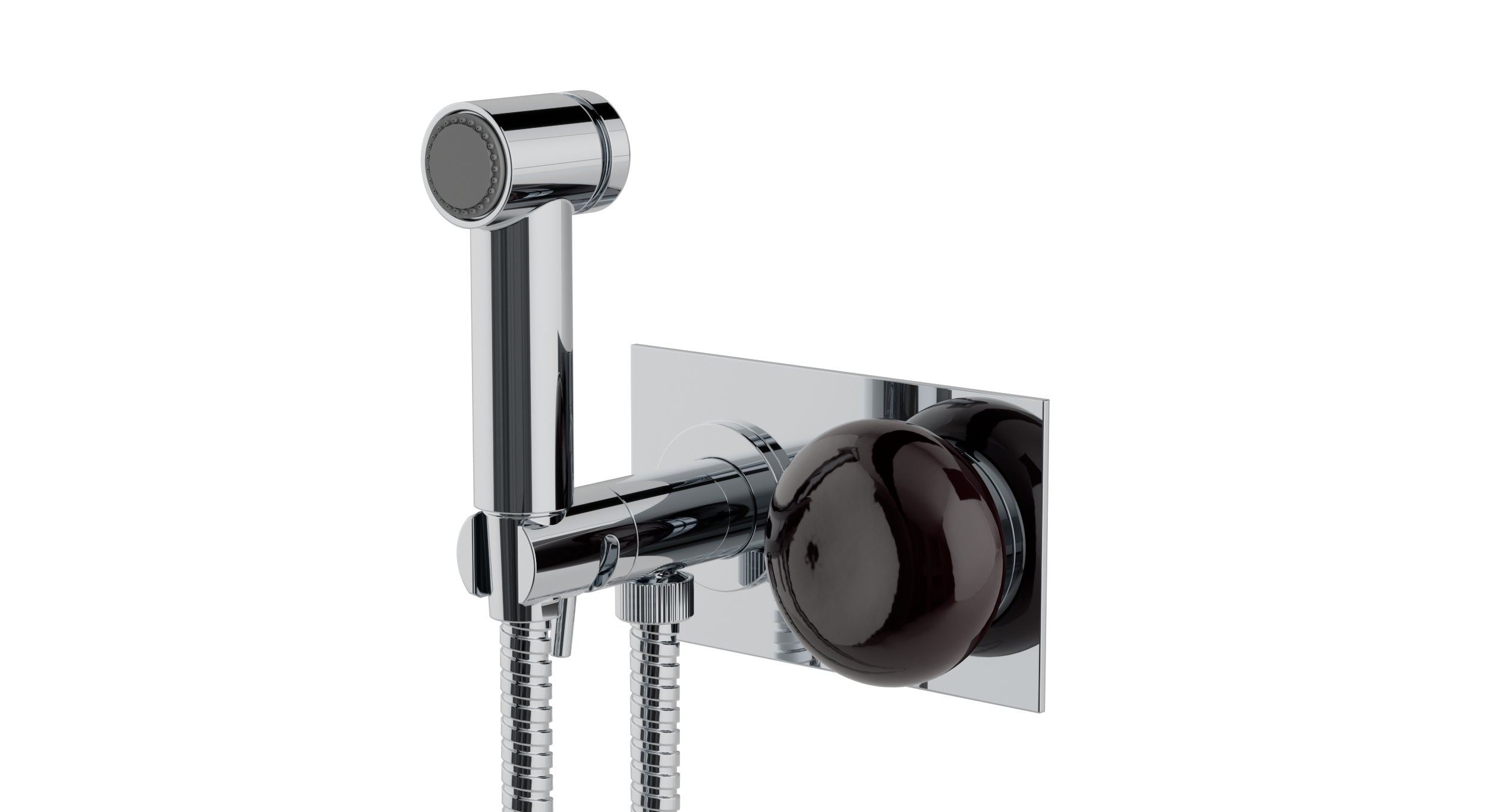 Foundry One Handle Wall Mount Bidet Trim with Pebble Ceramic Knob Handle in Polished Chrome