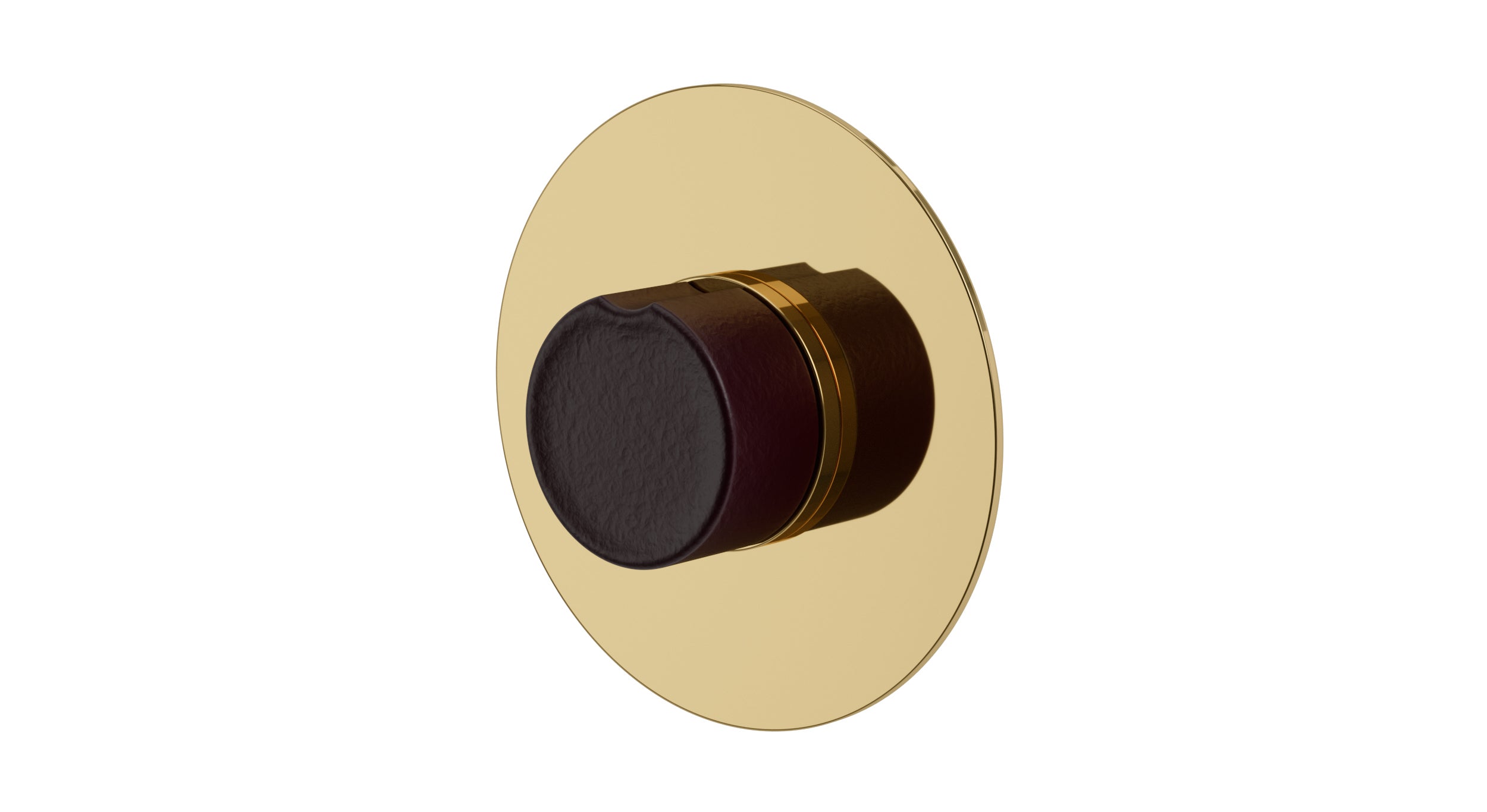Foundry One Handle Wall Mount Shower Trim with Groove Ceramic Knob Handle in Polished Brass