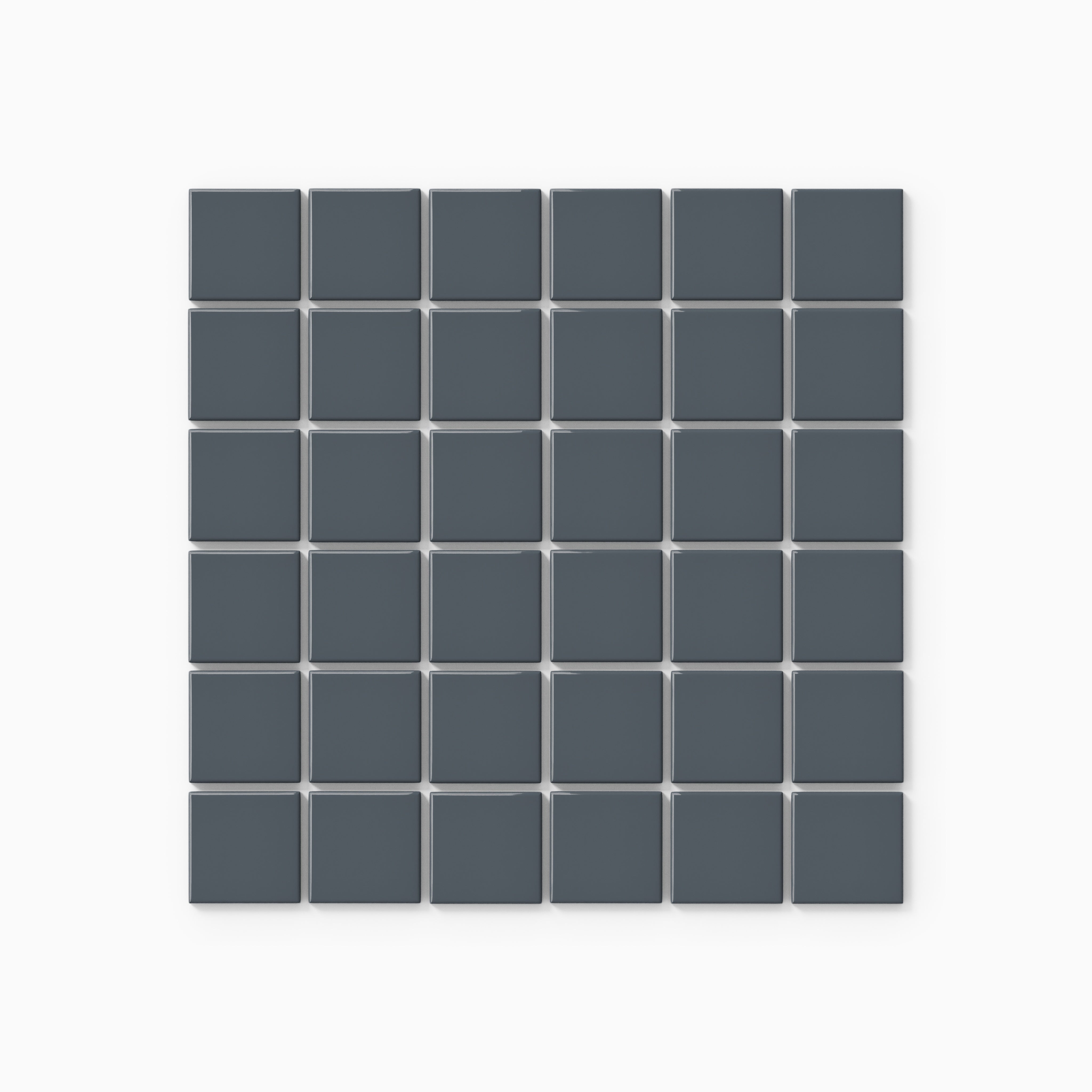 2x2 Straight Set Sheeted Natural Press Ceramic Mosaic Tile in Indigo Gloss