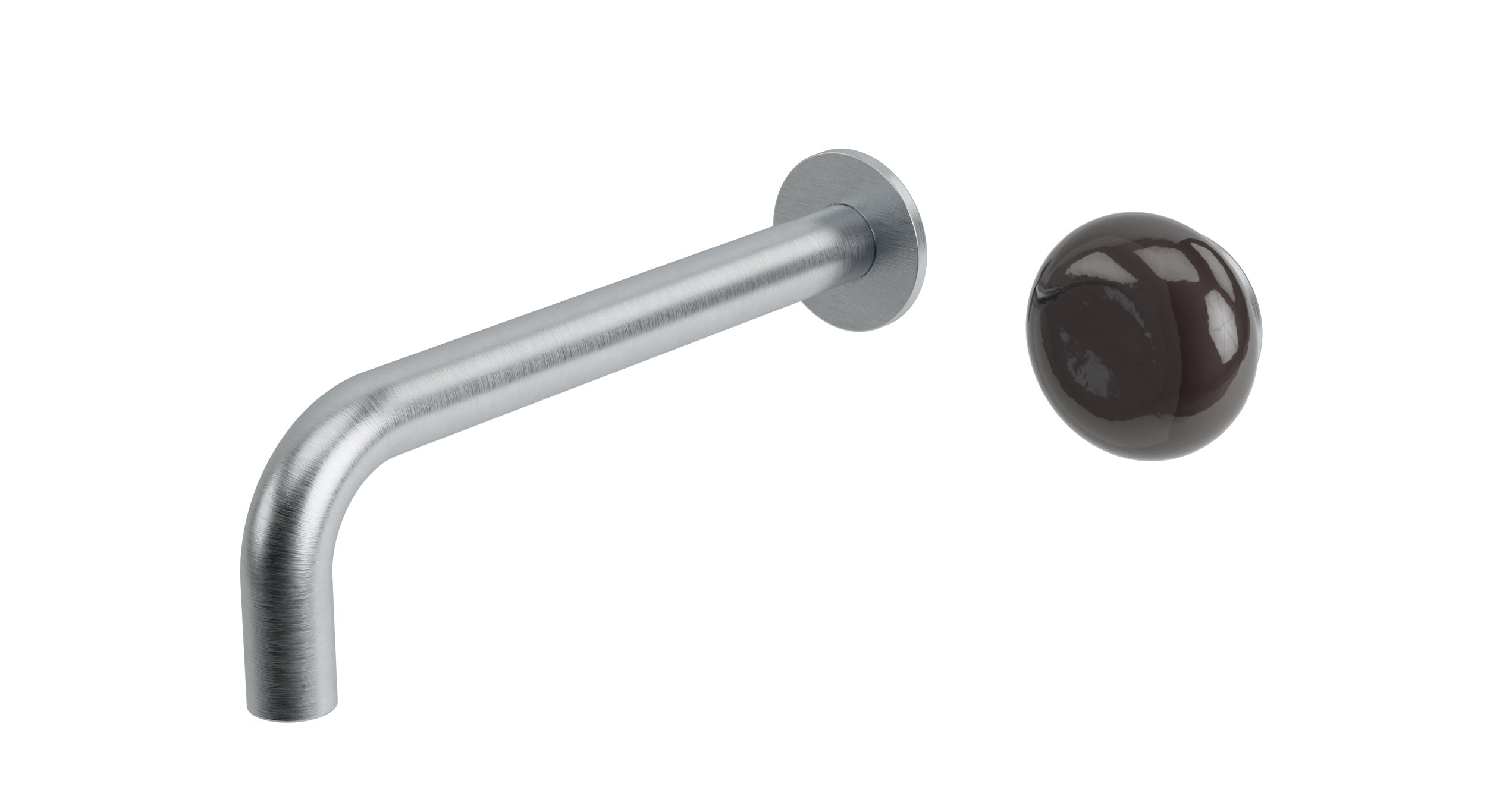 Foundry One Handle Wall Mount 7.5" Lavatory Faucet with Pebble Ceramic Knob Handle in Satin Chrome