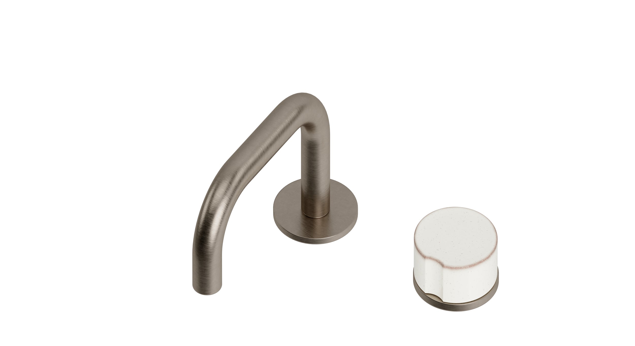 Foundry One Handle Deck Mount Squaretop Lavatory Faucet with Groove Ceramic Knob Handle in Antique Nickel