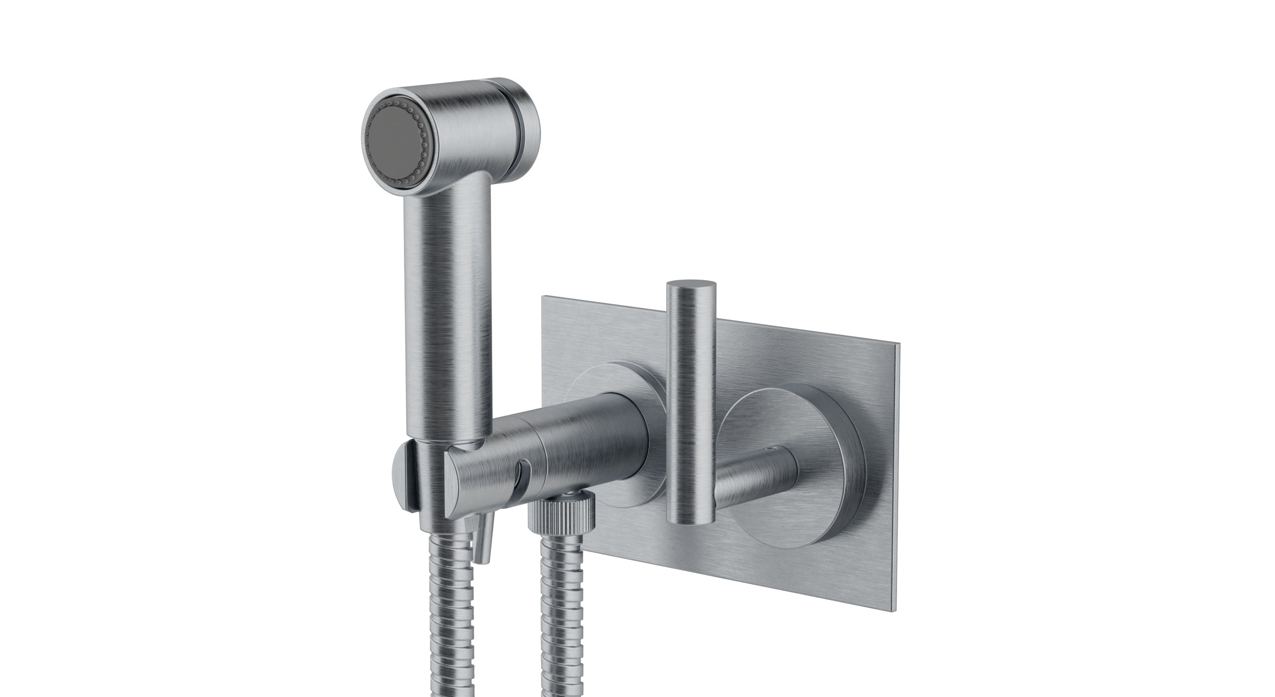 Contour One Handle Wall Mount Bidet Trim with Soft Lever Handle in Satin Chrome