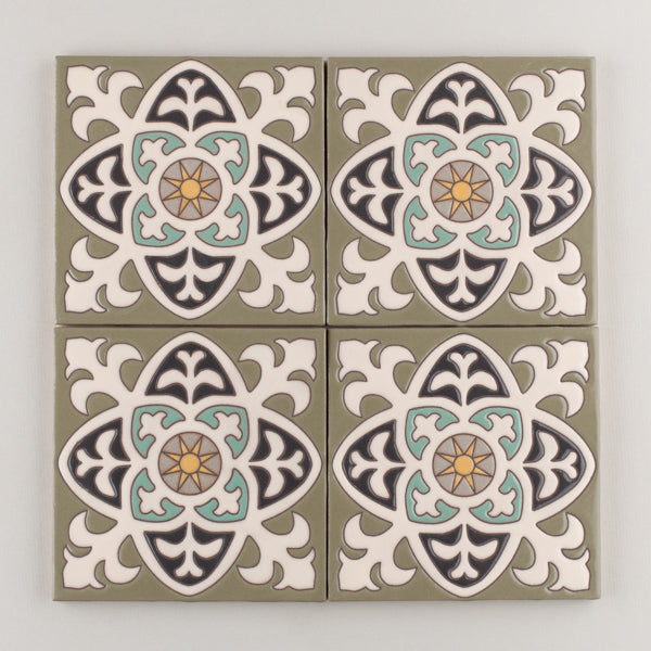 6x6 Handpainted Tile Braga in Neutral Motif