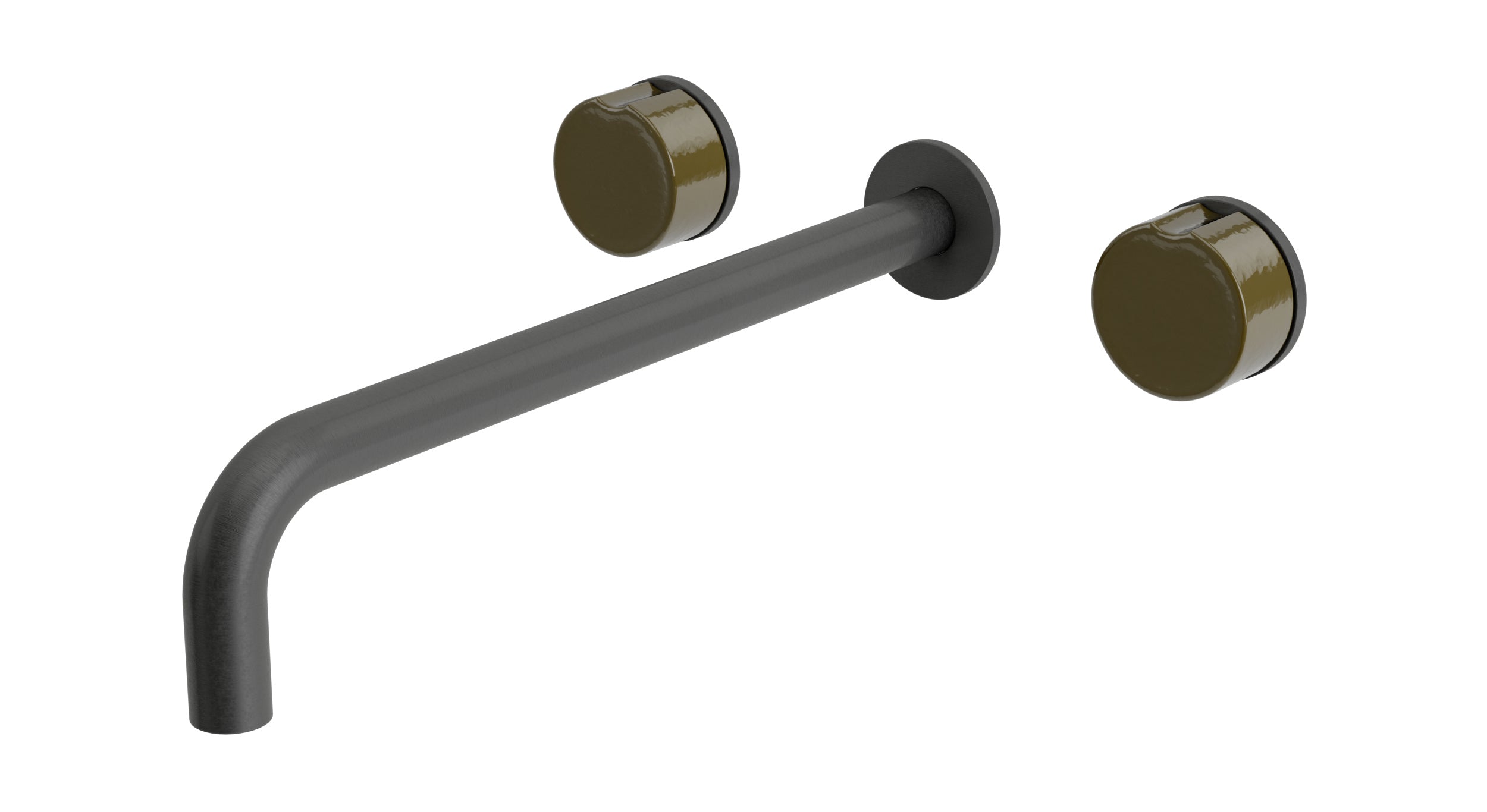 Foundry Two Handle Wall Mount 12" Lavatory Faucet with Groove Ceramic Knob Handles in Blackened Nickel