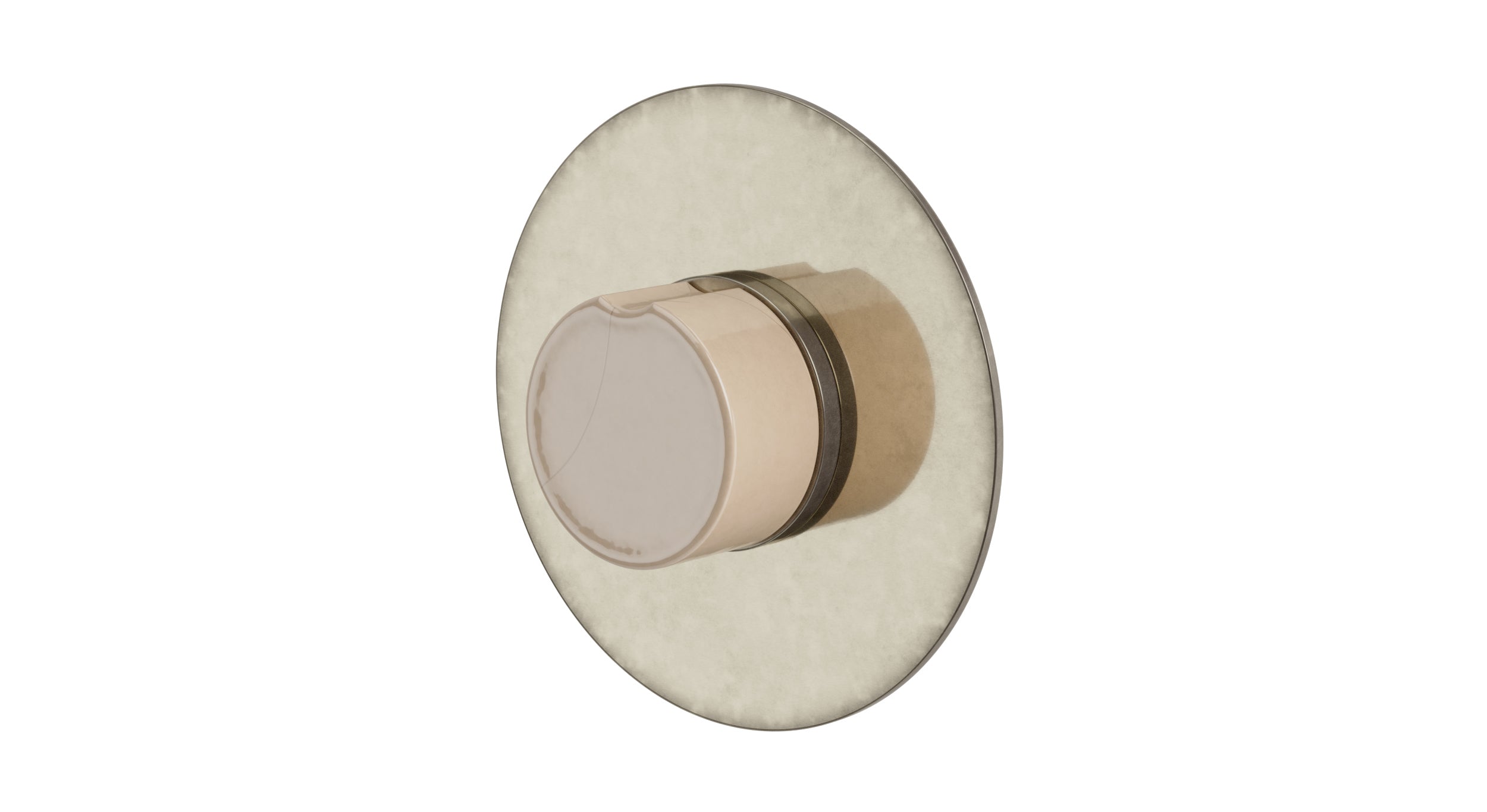 Foundry One Handle Wall Mount Shower Trim with Groove Ceramic Knob Handle in French Nickel