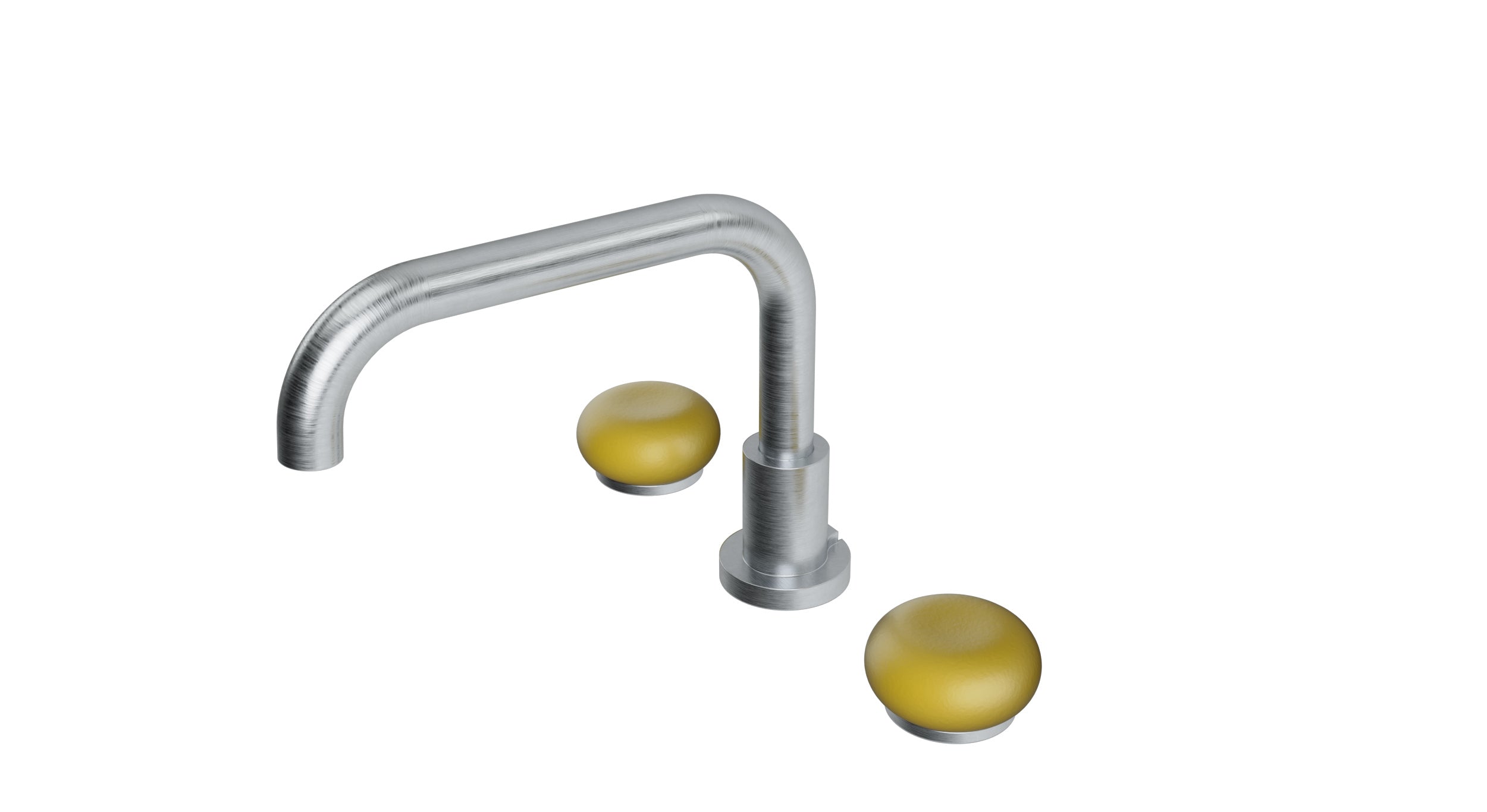 Foundry Two Handle Deck Mount Squaretop Bath Trim with Pebble Ceramic Knob Handles in Satin Chrome