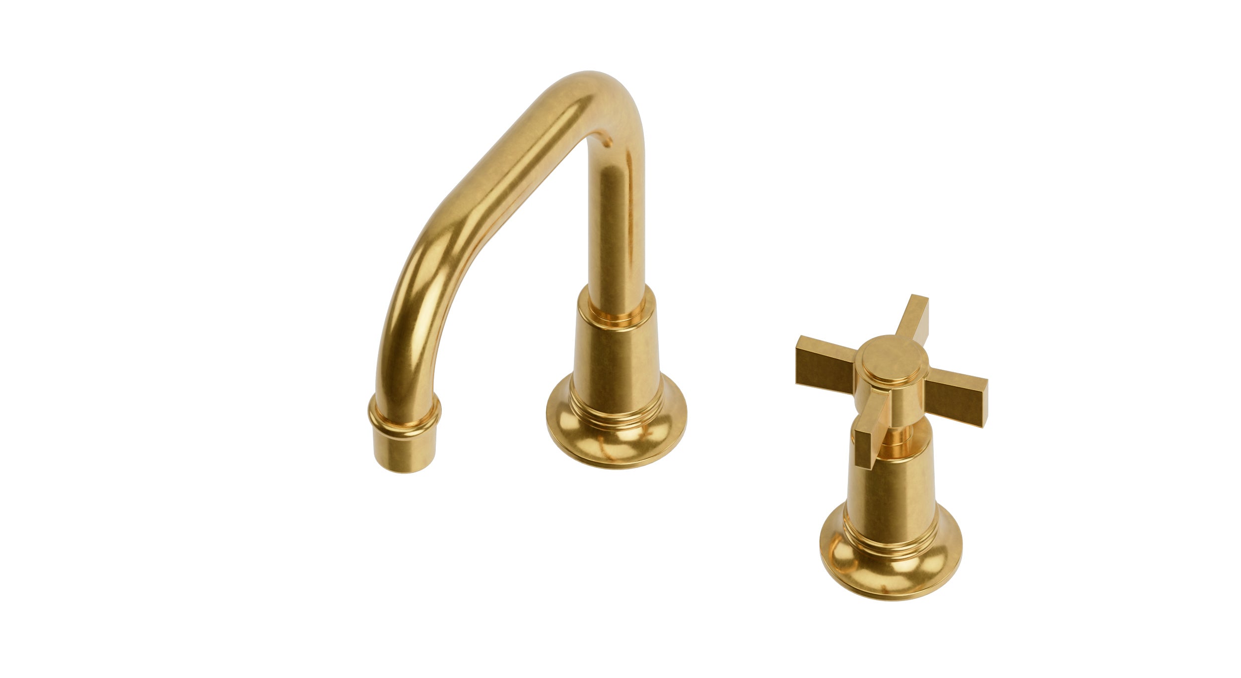 Emerson One Handle Deck Mount Squaretop Lavatory Faucet with Defined Cross Handle in French Brass