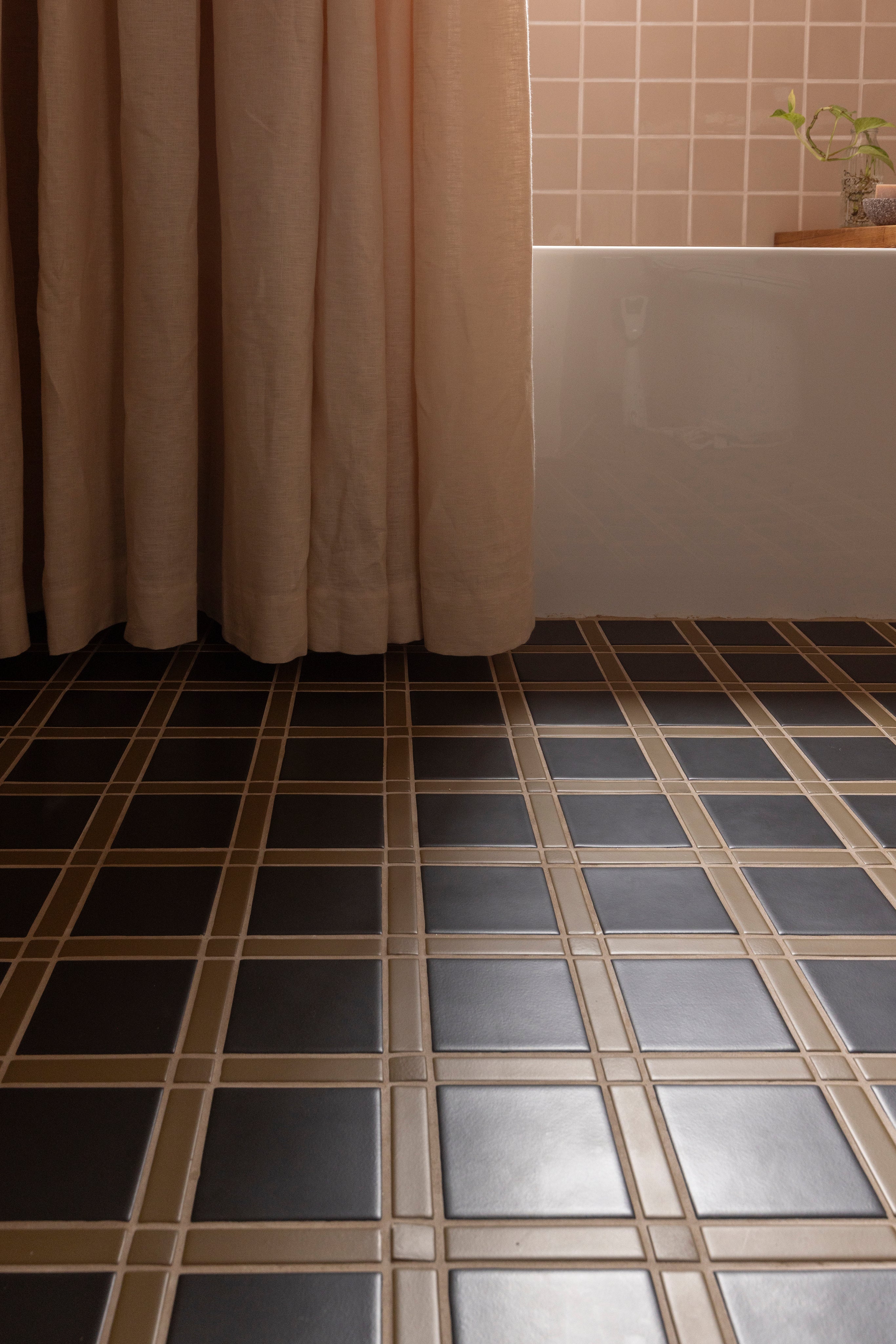 Lattice Sheeted Original Ceramic Tile in Chaparral Matte & Raven Matte