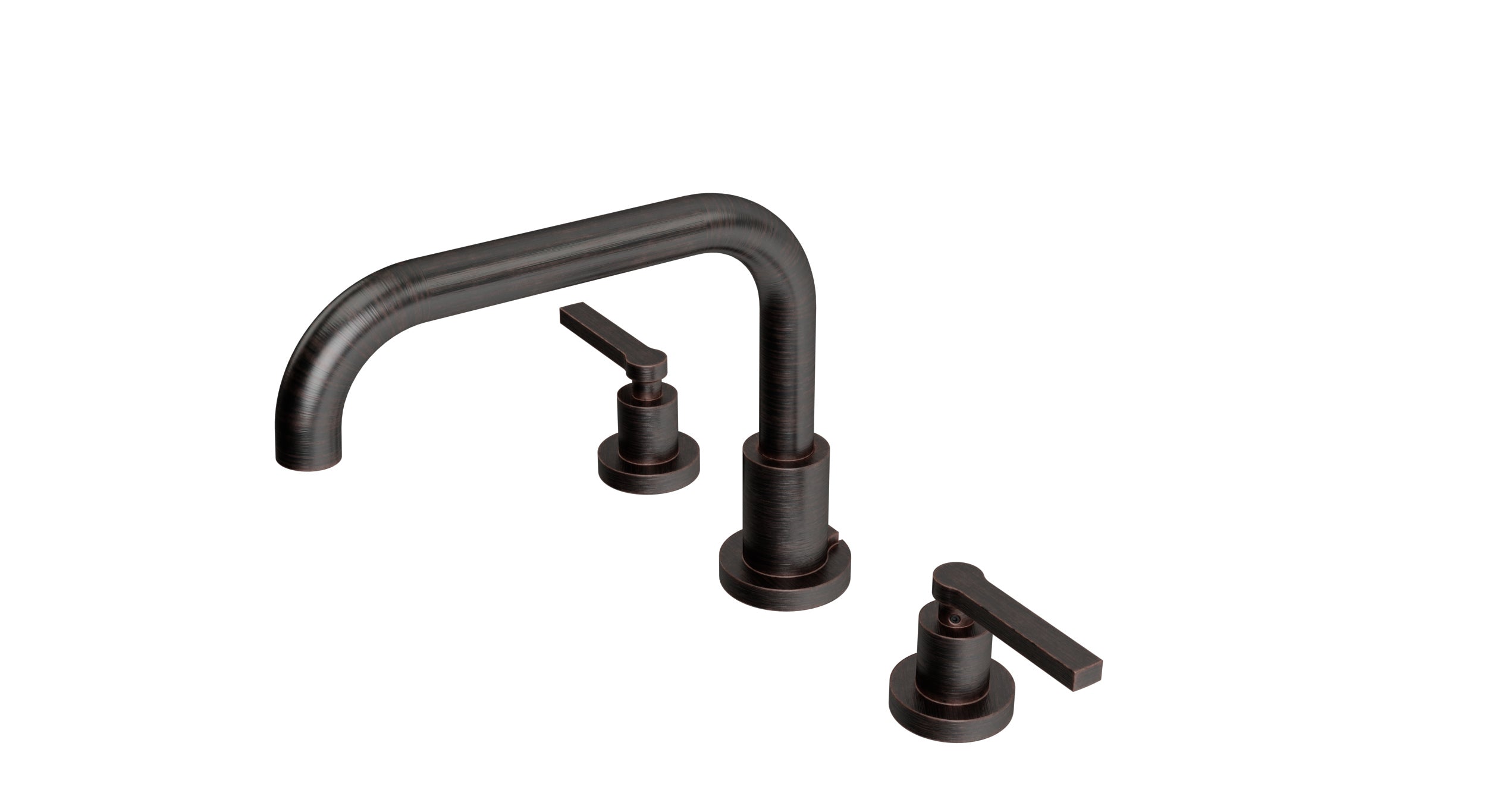 Flatiron Two Handle Deck Mount Squaretop Bath Trim with Linear Lever Handles in Antique Bronze