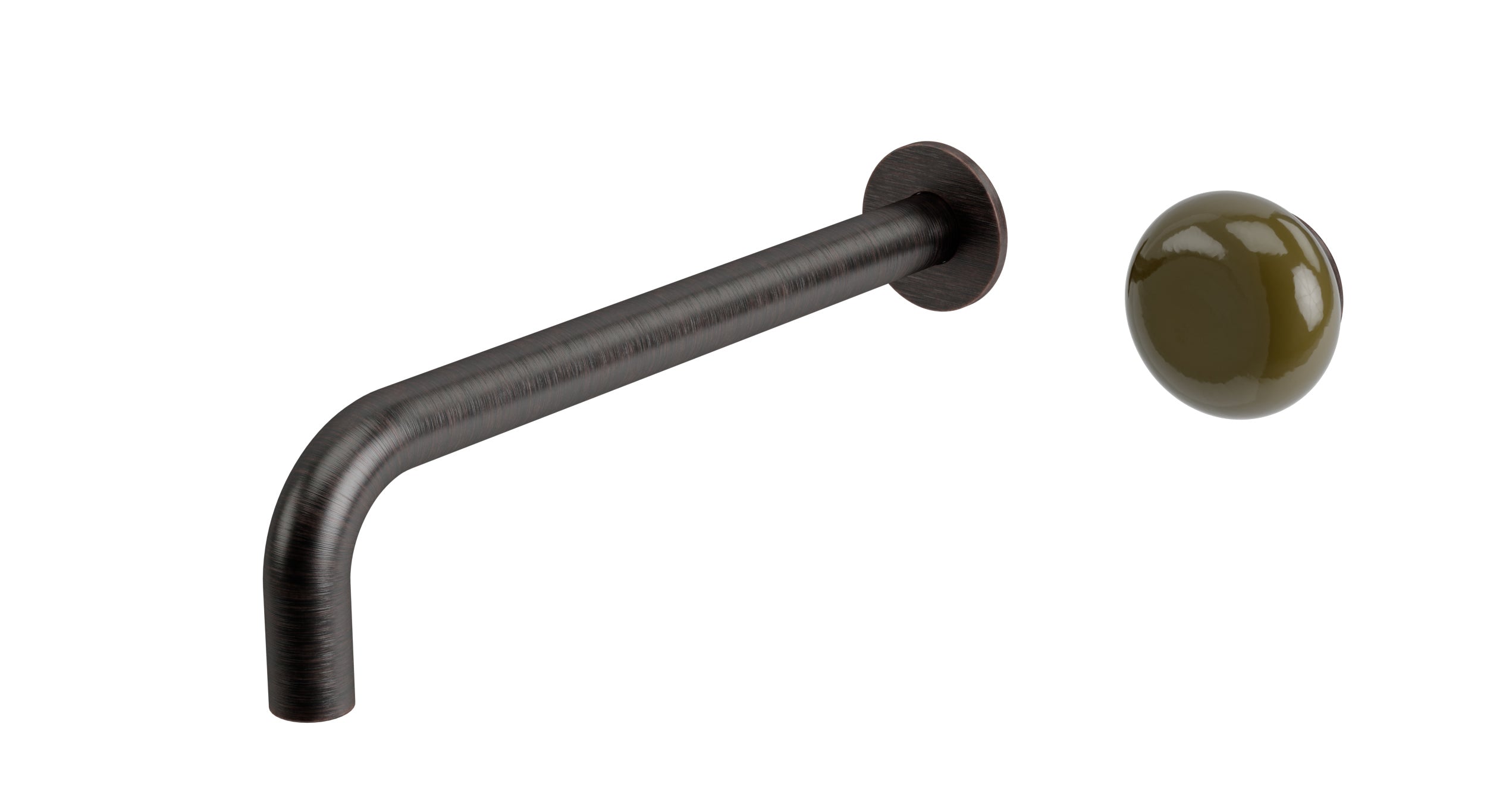 Foundry One Handle Wall Mount 10" Lavatory Faucet with Pebble Ceramic Knob Handle in Antique Bronze