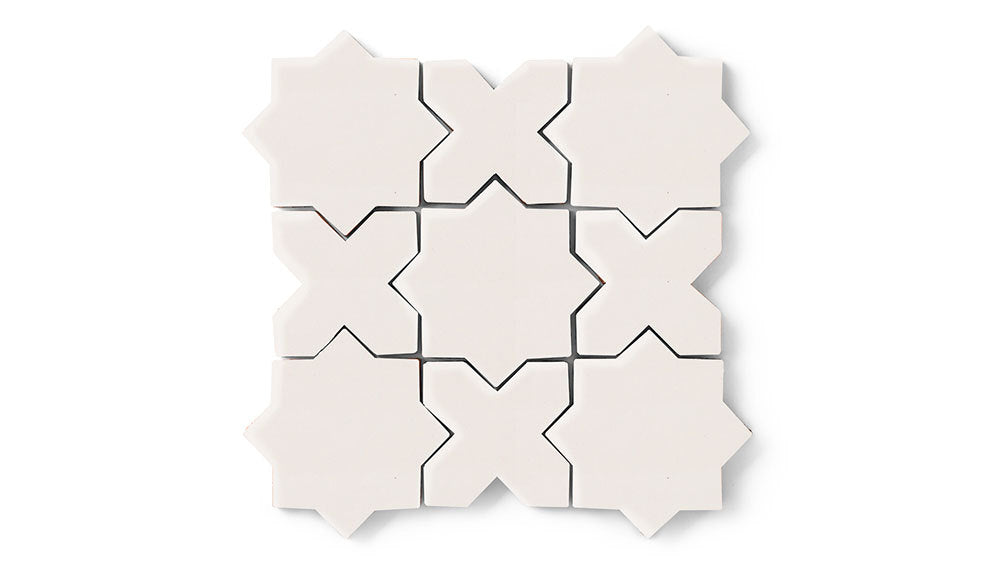 Mini Star & Cross Original Ceramic Tile in Feldspar Gloss