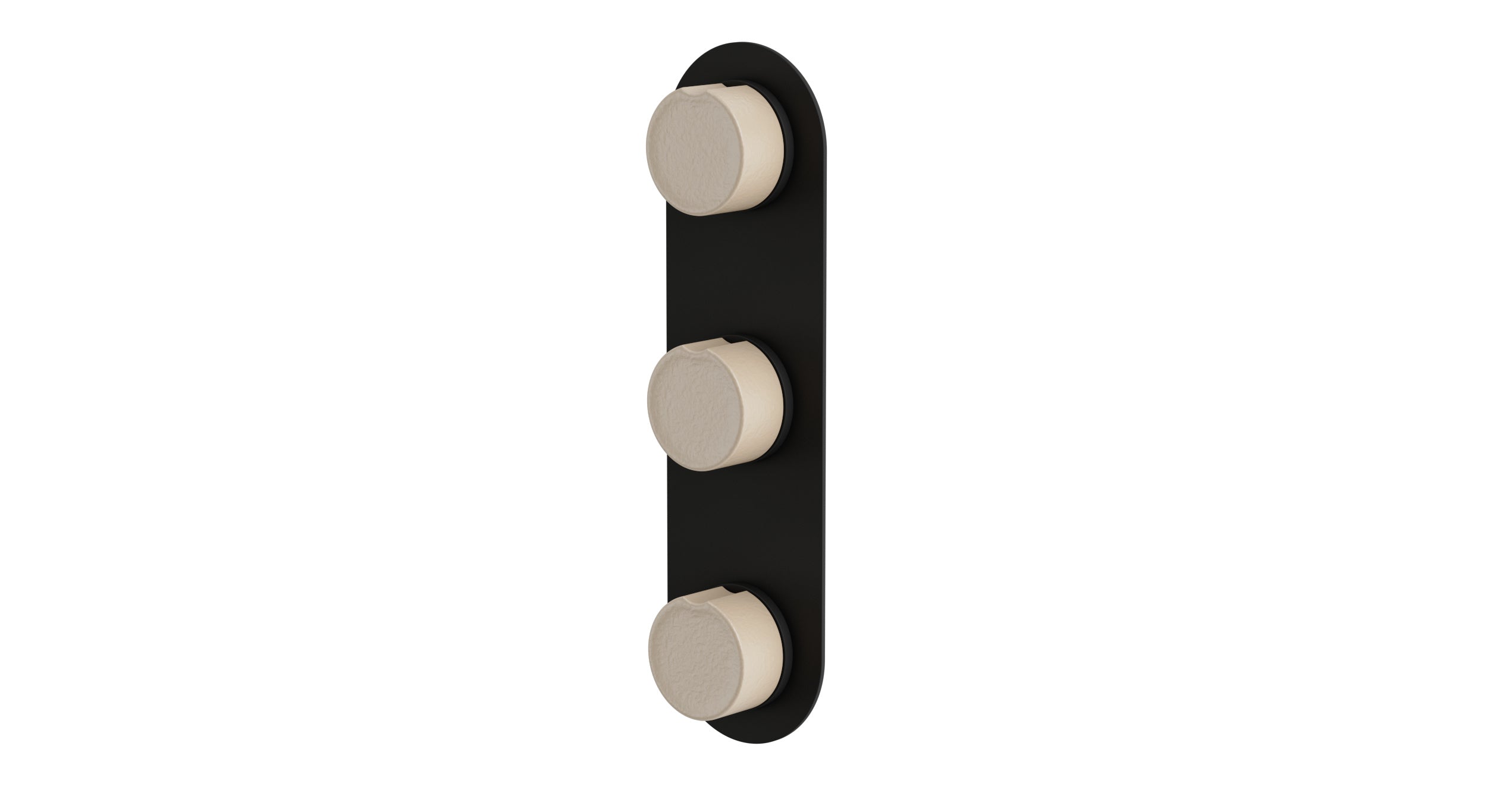 Foundry Three Handle Wall Mount Shower Trim with Groove Ceramic Knob Handles in Matte Black