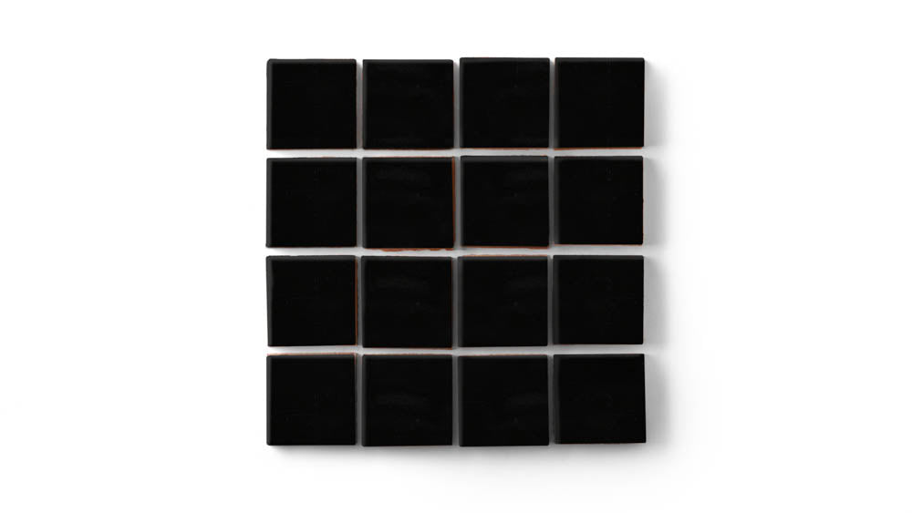 2x2 Straight Set Sheeted Original Ceramic Mosaic Tile in Raven Gloss