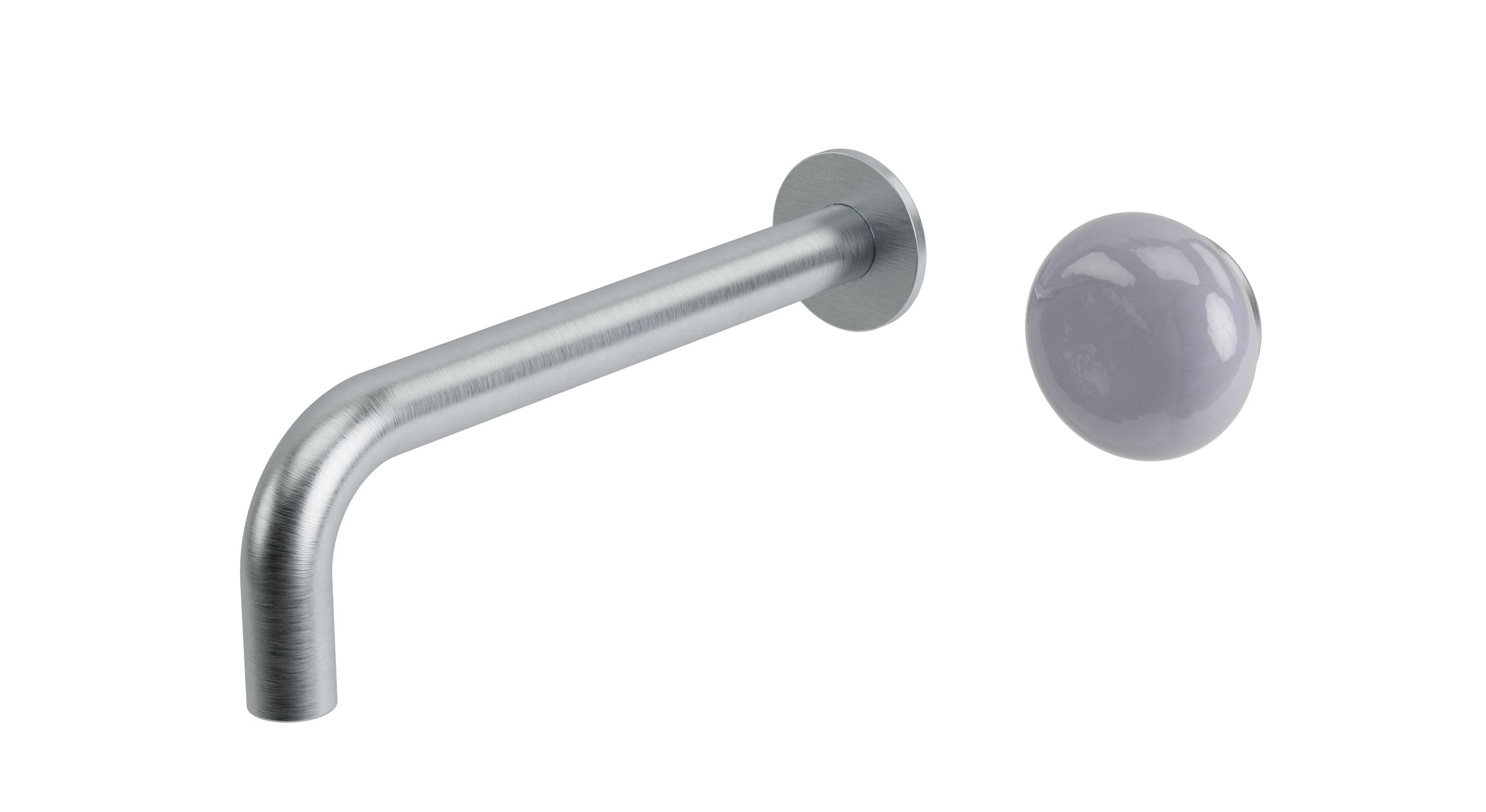 Foundry One Handle Wall Mount 7.5" Lavatory Faucet with Pebble Ceramic Knob Handle in Satin Chrome