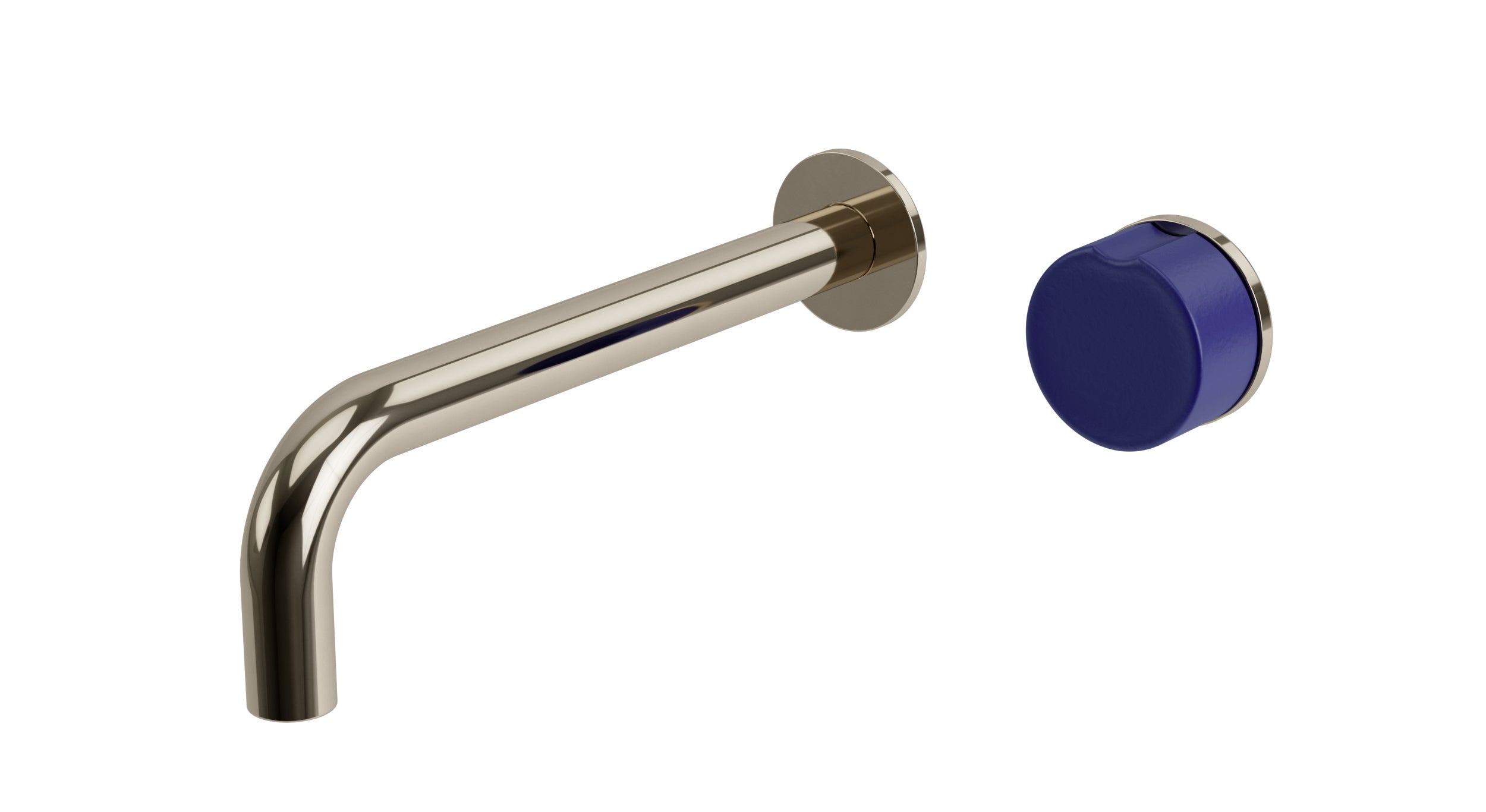 Foundry One Handle Wall Mount 7.5" Lavatory Faucet with Groove Ceramic Knob Handle in Polished Nickel