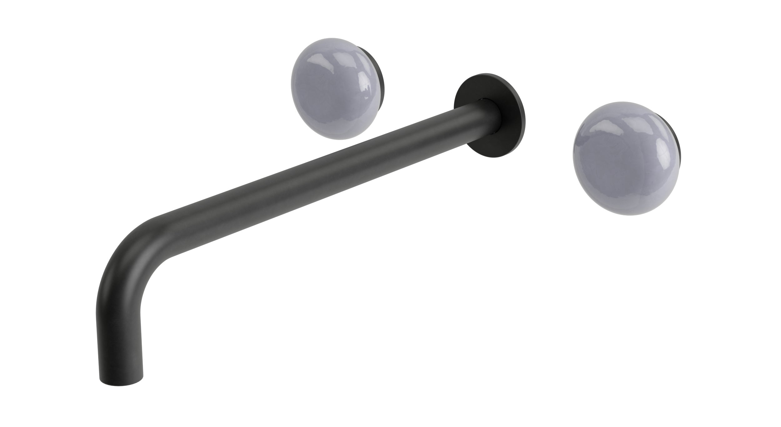 Foundry Two Handle Wall Mount 12" Lavatory Faucet with Pebble Ceramic Knob Handles in Oil Rubbed Bronze